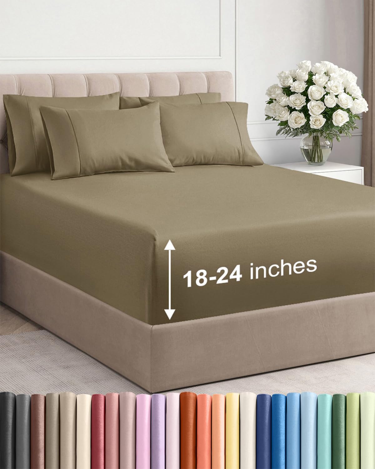 Extra Deep Queen Sheet Set - 6 Piece Breathable and Cooling Sheets - Hotel Luxury Bedding for Women, Men, Kids & Teens - Easy & Secure Fit - Soft, Wrinkle Free and Comfy - Extra Deep Pockets - Coral