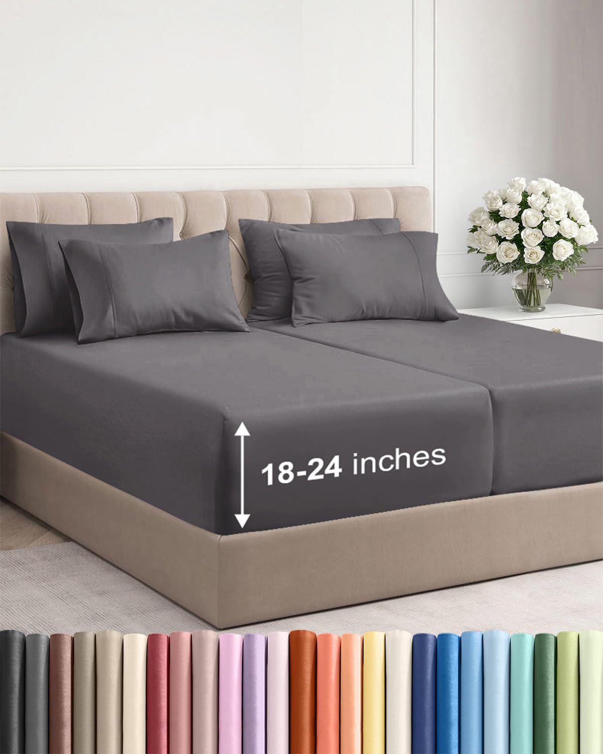 Extra Deep Queen Sheet Set - 6 Piece Breathable and Cooling Sheets - Hotel Luxury Bedding for Women, Men, Kids & Teens - Easy & Secure Fit - Soft, Wrinkle Free and Comfy - Extra Deep Pockets - Coral
