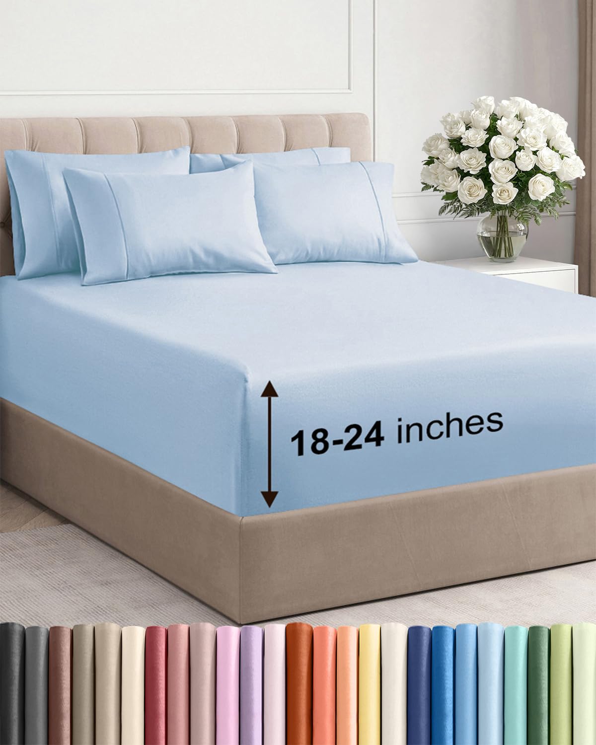 Extra Deep Queen Sheet Set - 6 Piece Breathable and Cooling Sheets - Hotel Luxury Bedding for Women, Men, Kids & Teens - Easy & Secure Fit - Soft, Wrinkle Free and Comfy - Extra Deep Pockets - Coral