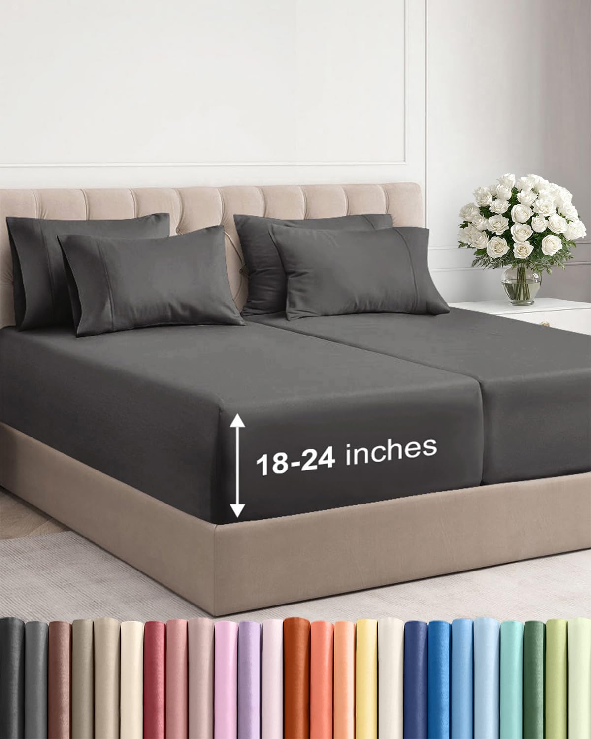 Extra Deep Queen Sheet Set - 6 Piece Breathable and Cooling Sheets - Hotel Luxury Bedding for Women, Men, Kids & Teens - Easy & Secure Fit - Soft, Wrinkle Free and Comfy - Extra Deep Pockets - Coral