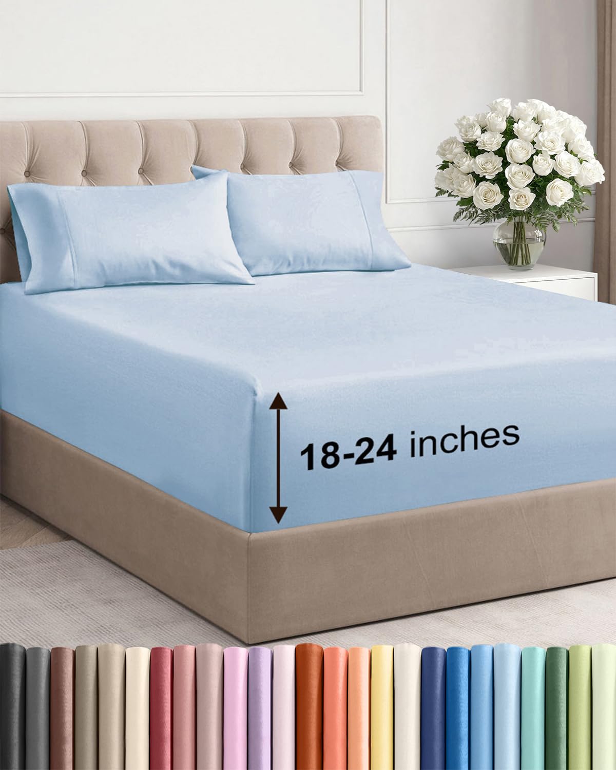 Extra Deep Queen Sheet Set - 6 Piece Breathable and Cooling Sheets - Hotel Luxury Bedding for Women, Men, Kids & Teens - Easy & Secure Fit - Soft, Wrinkle Free and Comfy - Extra Deep Pockets - Coral