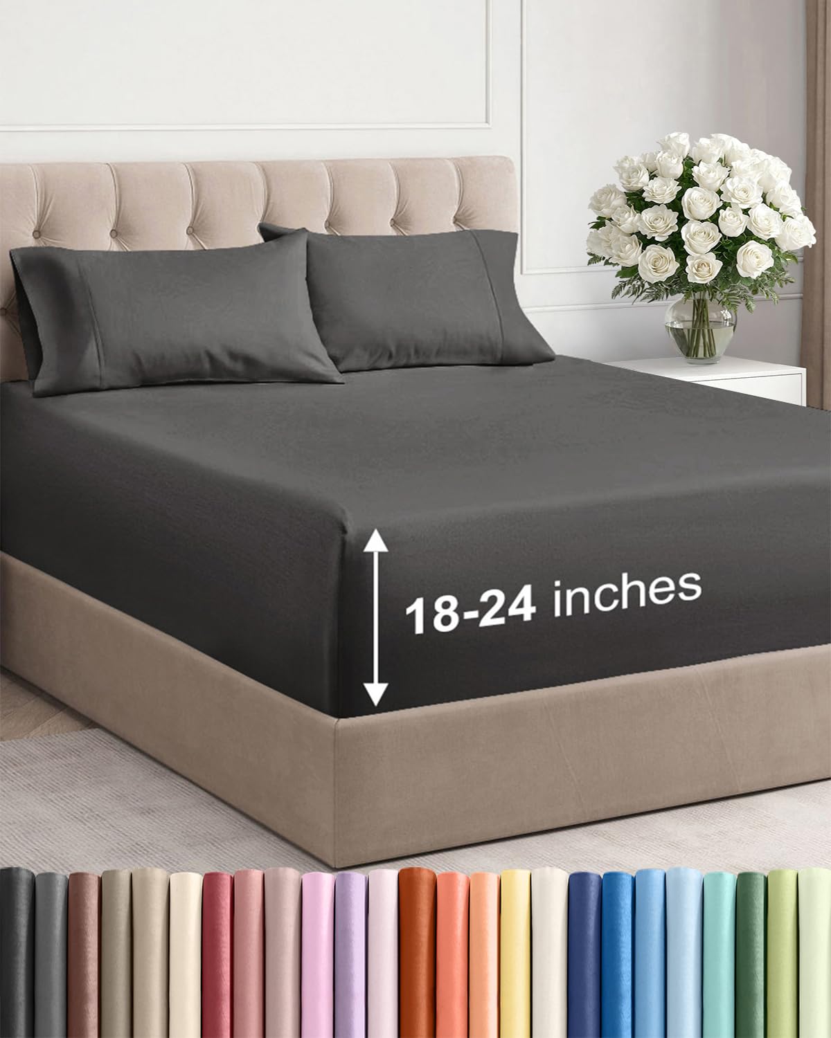 Extra Deep Queen Sheet Set - 6 Piece Breathable and Cooling Sheets - Hotel Luxury Bedding for Women, Men, Kids & Teens - Easy & Secure Fit - Soft, Wrinkle Free and Comfy - Extra Deep Pockets - Coral