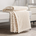 DISSA Fleece Blanket Twin Size – 60x80, Coral - Soft, Plush, Fluffy, Fuzzy, Warm, Cozy – Perfect Throw for Couch, Bed, Sofa - with Pompom Fringe - Flannel Blanket