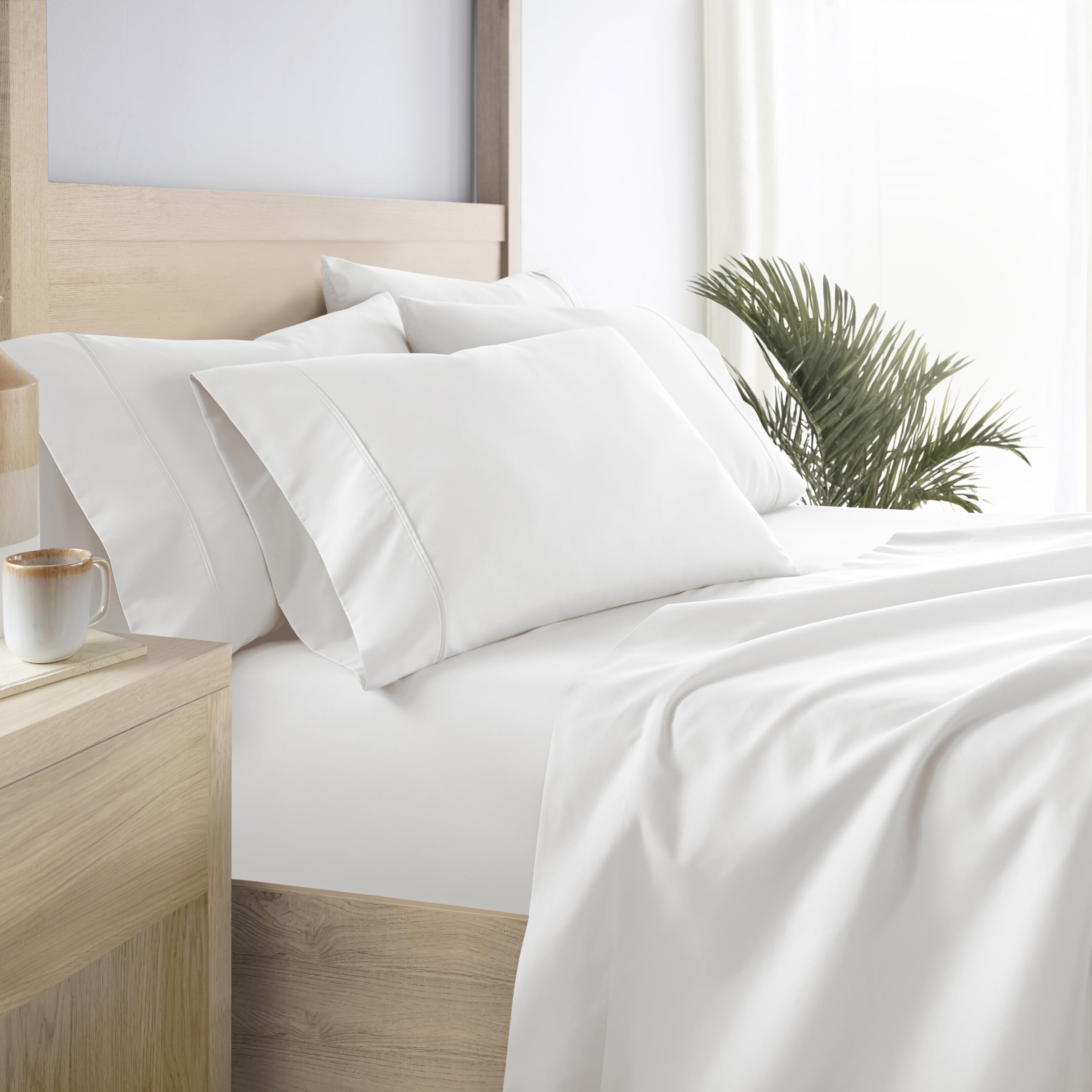 Linen Market 4 Piece Queen Sheet Set - Breathable, Double-Brushed Patterned Cooling Sheets – Oeko-TEX Certified Ultra Soft & Wrinkle-Free 16" Deep-Pocket Queen Sheets - Easy Care Soft Floral Pink
