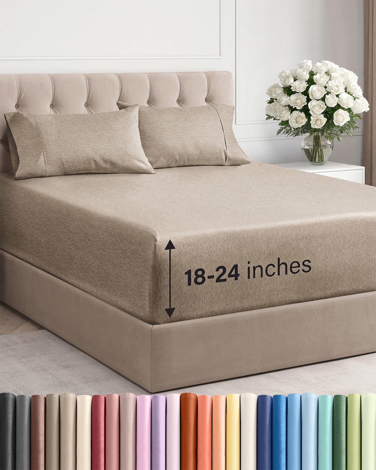 Extra Deep Queen Sheet Set - 6 Piece Breathable and Cooling Sheets - Hotel Luxury Bedding for Women, Men, Kids & Teens - Easy & Secure Fit - Soft, Wrinkle Free and Comfy - Extra Deep Pockets - Coral