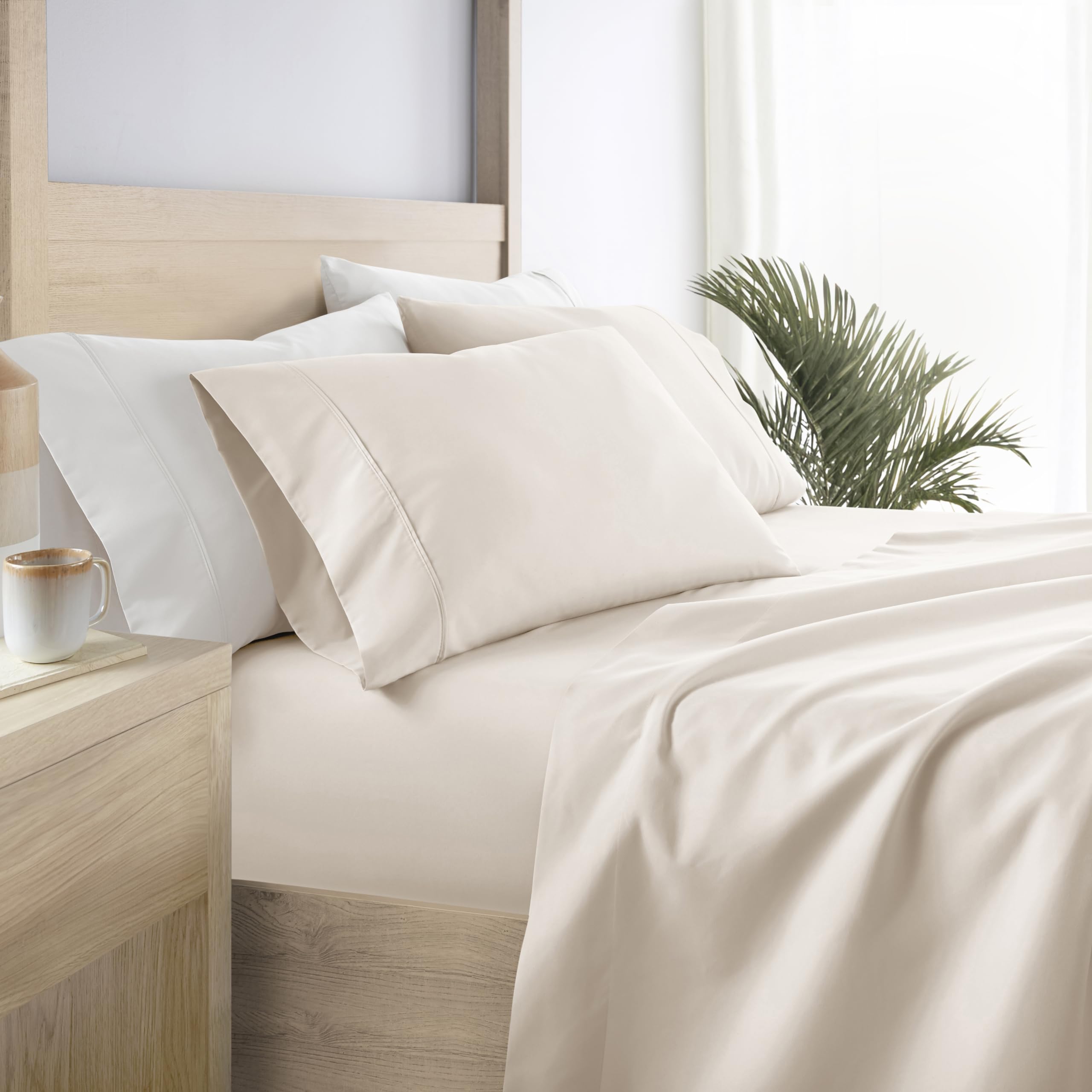Linen Market 4 Piece Queen Sheet Set - Breathable, Double-Brushed Patterned Cooling Sheets – Oeko-TEX Certified Ultra Soft & Wrinkle-Free 16" Deep-Pocket Queen Sheets - Easy Care Soft Floral Pink