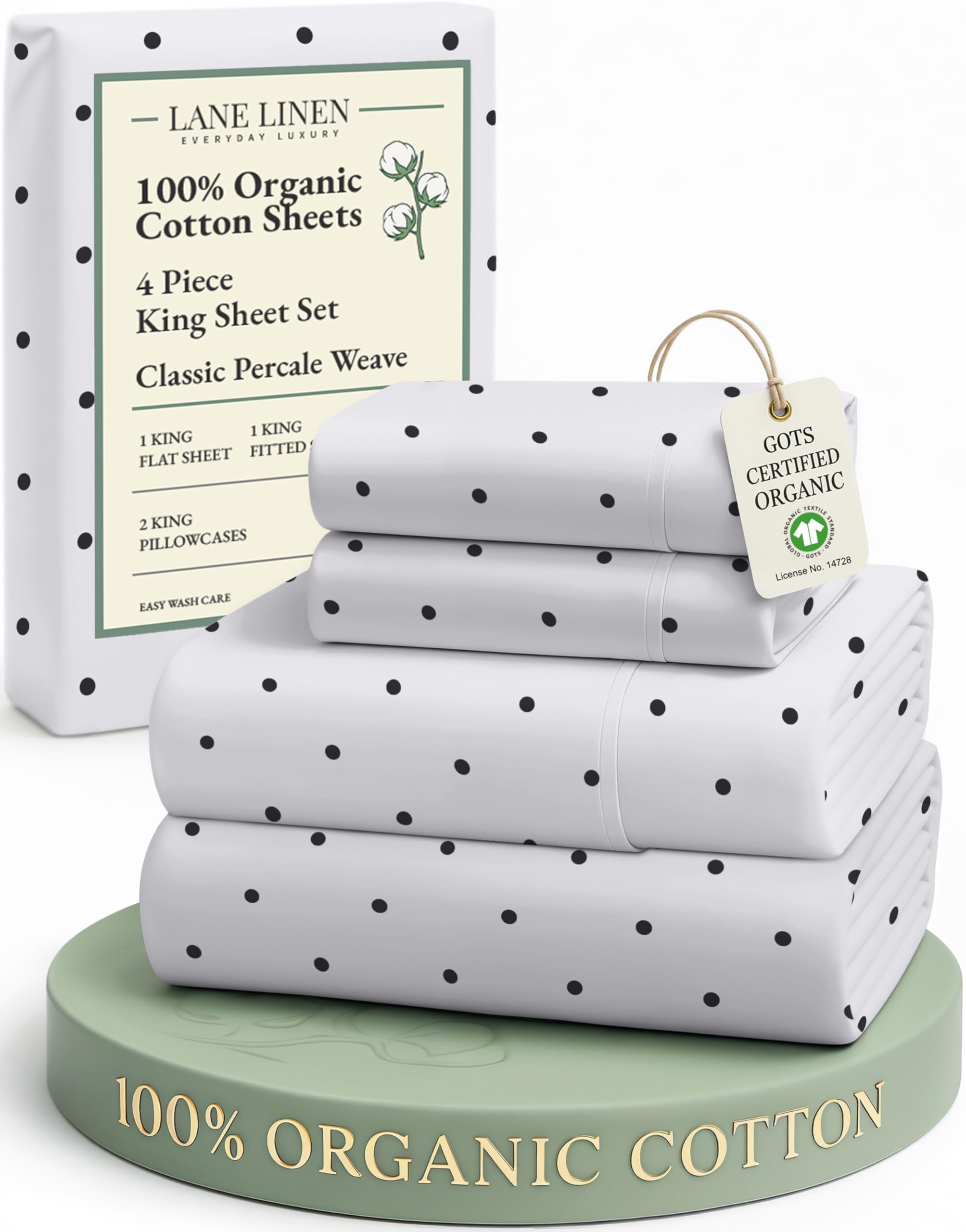LANE LINEN Eco Friendly 100% Organic Cotton Twin Sheet Set, Hotel Quality Premium Bedding Sheets & Pillowcases Set Twin Size, Soft & Comfy Percale Sheets, Machine Wash Bed Sheets- Sepia Rose