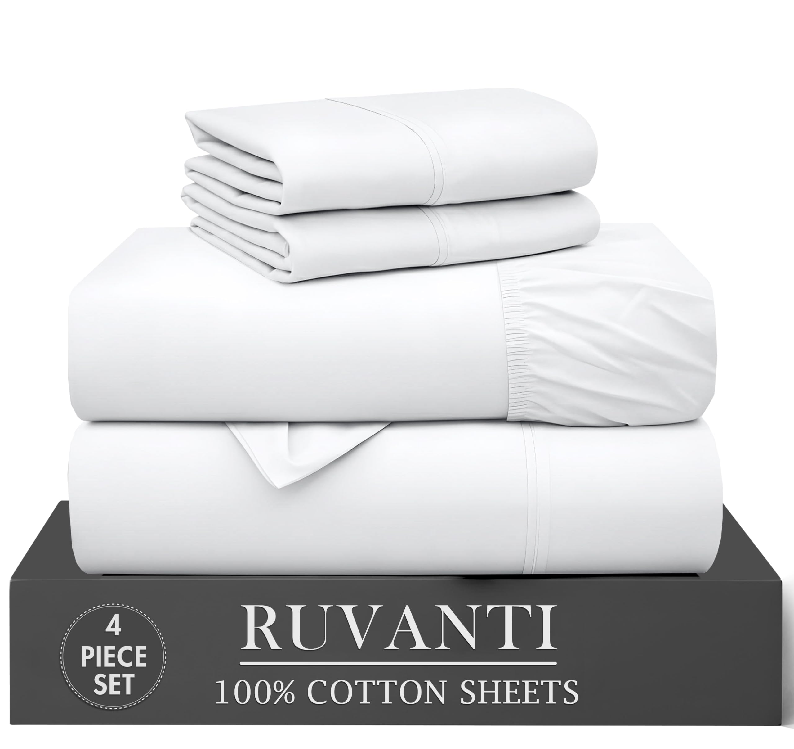 RUVANTI 6 Pcs Cotton Sheets - 100% Natural Cotton Soft, Lightweight & Breathable Crispy Percale Bed Sheets, Queen Sheet Set 16" Deep Pockets, Wild Flower
