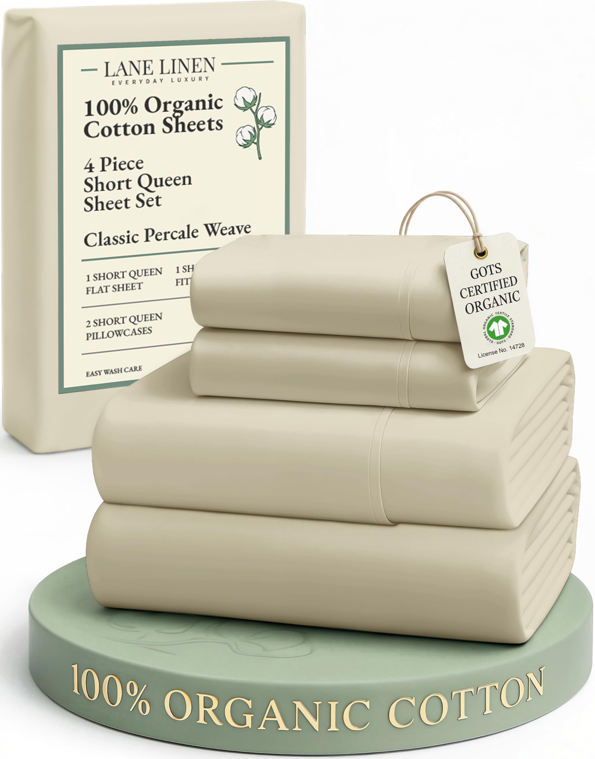 LANE LINEN 100% Organic Cotton Eco Friendly Sustainably Produced Queen Sheets Set, Low Pill Fade Resistant Machine Wash Fully Elasticized Cotton Bedding Queen Set- French Blue