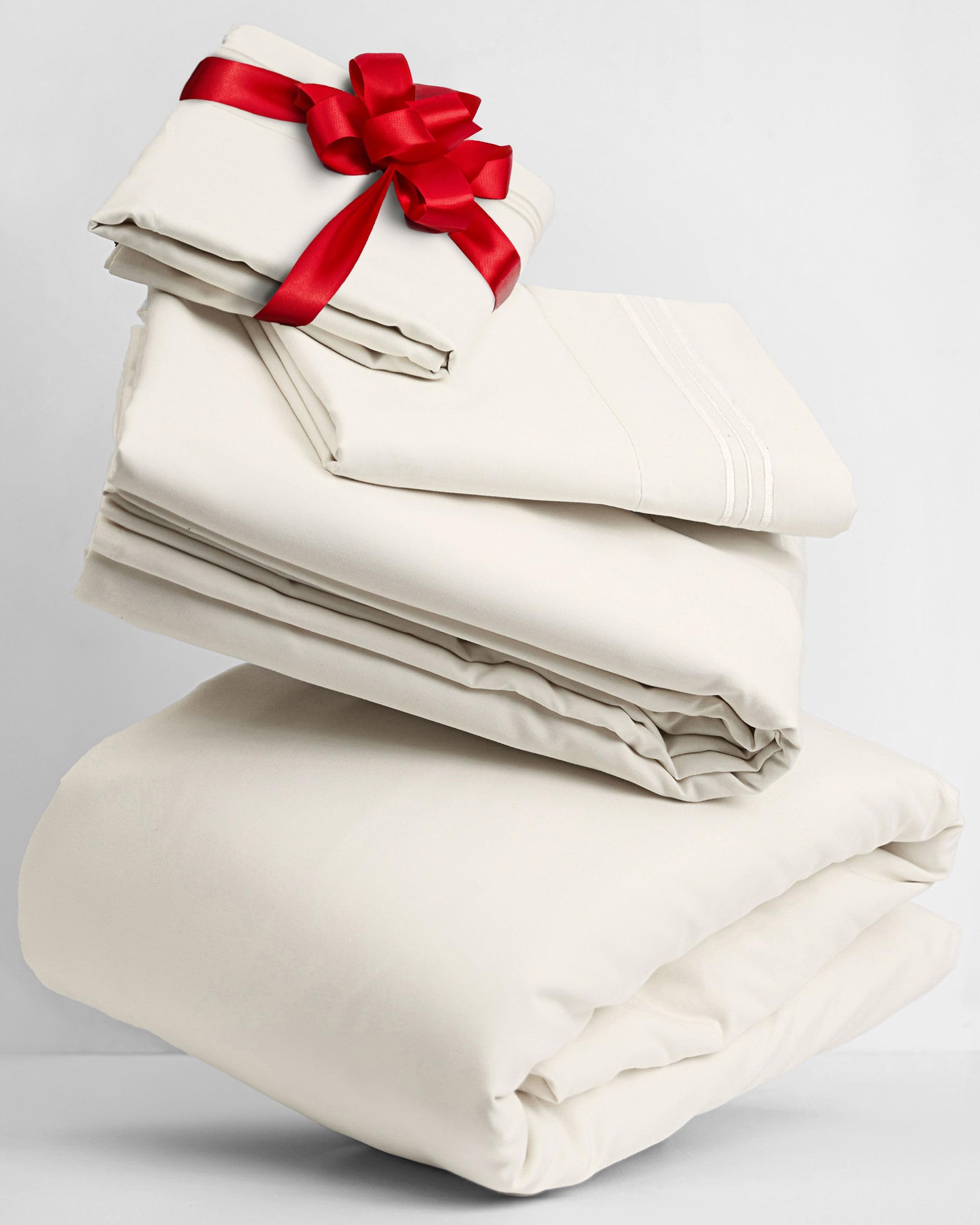 Mellanni Queen Sheets Set - 4 PC Iconic Collection Bedding - Hotel Luxury, Extra Soft, Cooling Bed Sheets - Wrinkle, Fade, Stain Resistant (Queen, White)