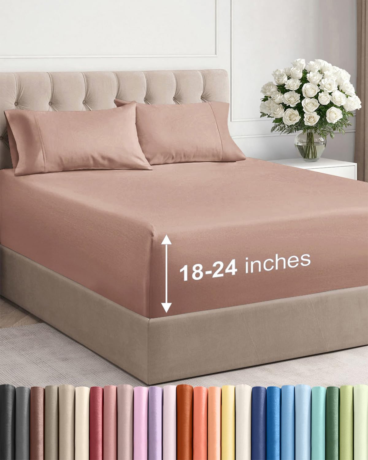 Extra Deep Queen Sheet Set - 6 Piece Breathable and Cooling Sheets - Hotel Luxury Bedding for Women, Men, Kids & Teens - Easy & Secure Fit - Soft, Wrinkle Free and Comfy - Extra Deep Pockets - Coral