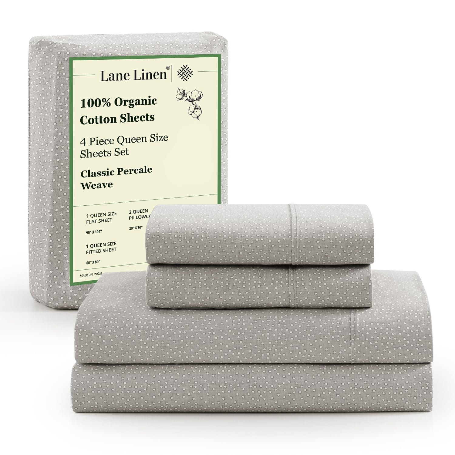 LANE LINEN Eco Friendly 100% Organic Cotton Twin Sheet Set, Hotel Quality Premium Bedding Sheets & Pillowcases Set Twin Size, Soft & Comfy Percale Sheets, Machine Wash Bed Sheets- Sepia Rose