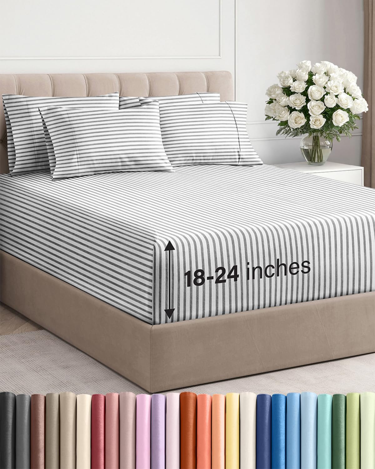 Extra Deep Queen Sheet Set - 6 Piece Breathable and Cooling Sheets - Hotel Luxury Bedding for Women, Men, Kids & Teens - Easy & Secure Fit - Soft, Wrinkle Free and Comfy - Extra Deep Pockets - Coral