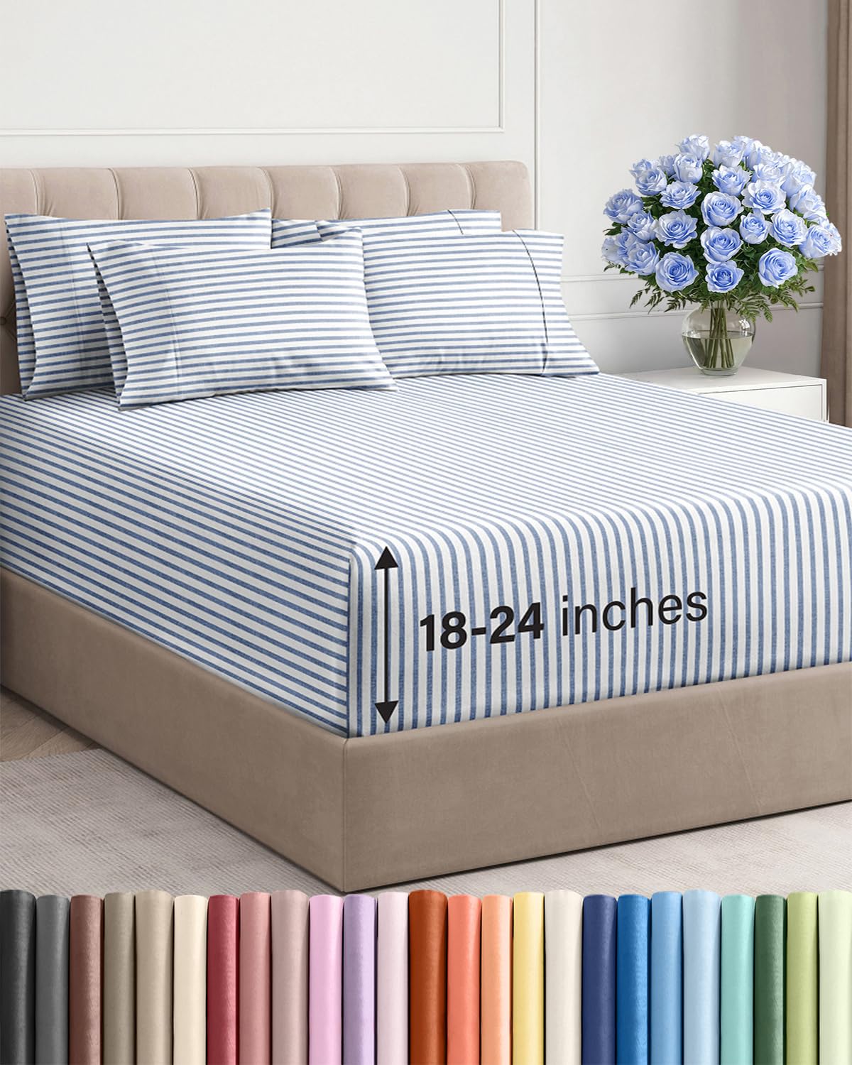 Extra Deep Queen Sheet Set - 6 Piece Breathable and Cooling Sheets - Hotel Luxury Bedding for Women, Men, Kids & Teens - Easy & Secure Fit - Soft, Wrinkle Free and Comfy - Extra Deep Pockets - Coral