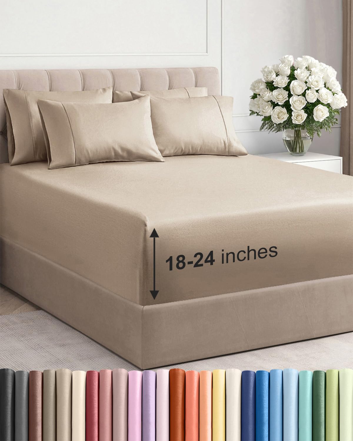 Extra Deep Queen Sheet Set - 6 Piece Breathable and Cooling Sheets - Hotel Luxury Bedding for Women, Men, Kids & Teens - Easy & Secure Fit - Soft, Wrinkle Free and Comfy - Extra Deep Pockets - Coral