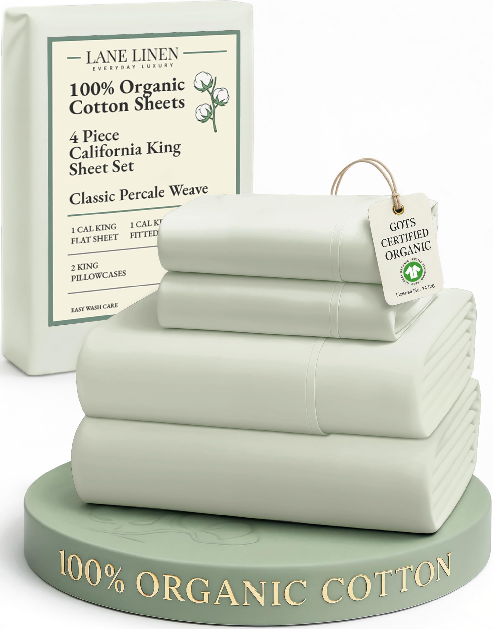 LANE LINEN 100% Organic Cotton Eco Friendly Sustainably Produced Queen Sheets Set, Low Pill Fade Resistant Machine Wash Fully Elasticized Cotton Bedding Queen Set- French Blue