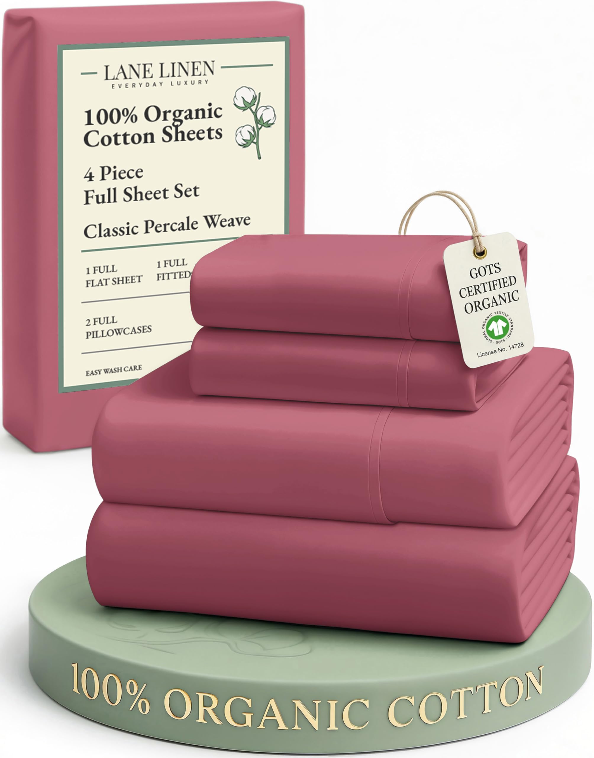 LANE LINEN 100% Organic Cotton Eco Friendly Sustainably Produced Queen Sheets Set, Low Pill Fade Resistant Machine Wash Fully Elasticized Cotton Bedding Queen Set- French Blue