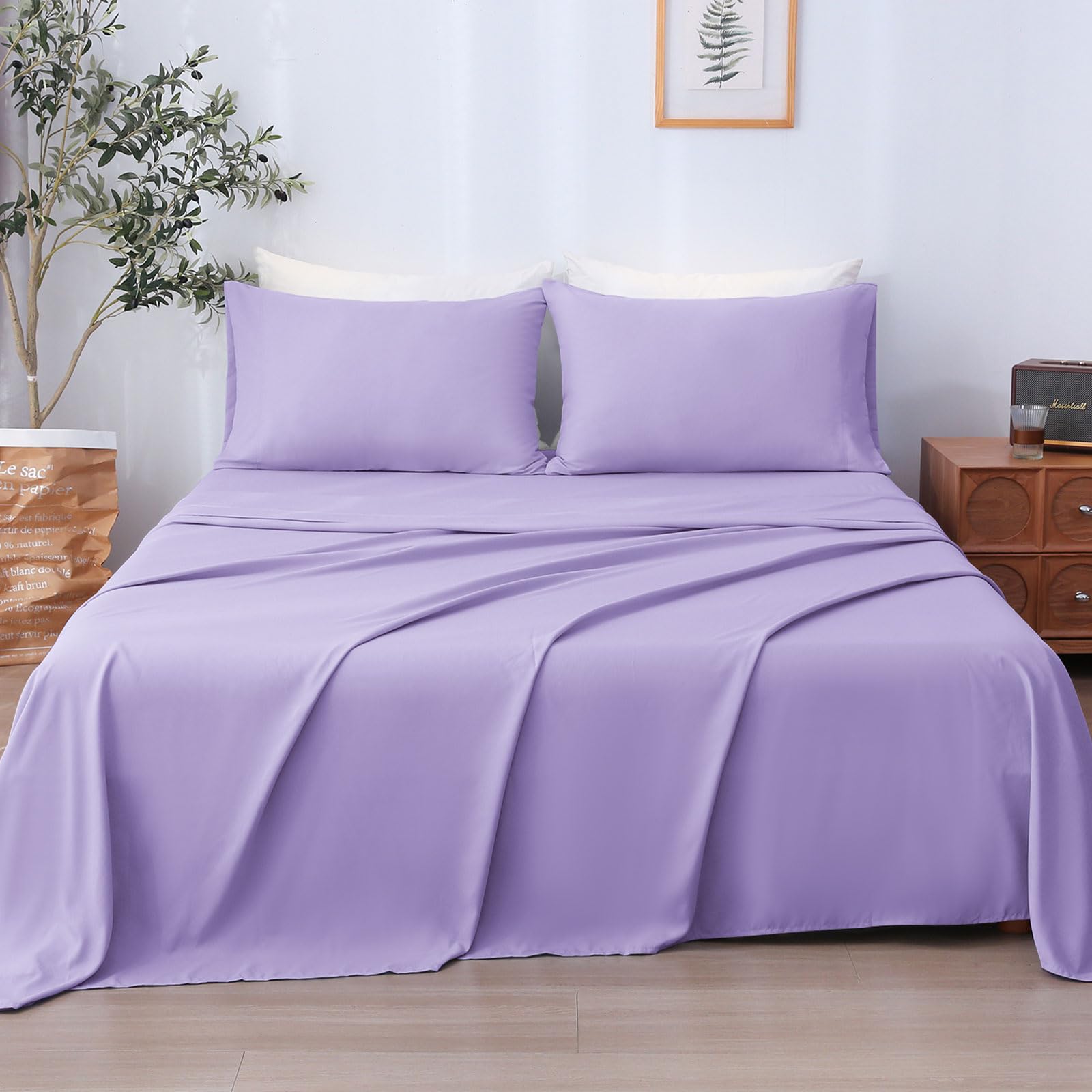 LONAVA Twin Sheet Set 3 Pieces,Peachy Coral Ultra Soft & Breathable Microbifer Sheets, 1600 Thread Count Hotel Luxury Oeko-Tex Bed Sheets, 14-16 Inch Deep Pocket Durable Wrinkle Free Sheets