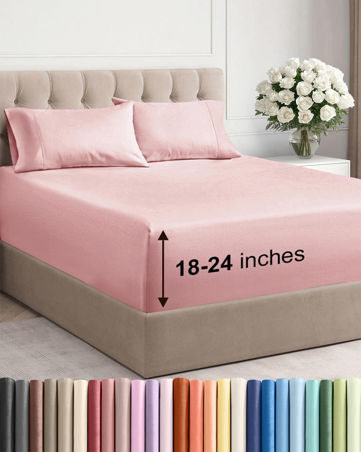 Extra Deep Queen Sheet Set - 6 Piece Breathable and Cooling Sheets - Hotel Luxury Bedding for Women, Men, Kids & Teens - Easy & Secure Fit - Soft, Wrinkle Free and Comfy - Extra Deep Pockets - Coral