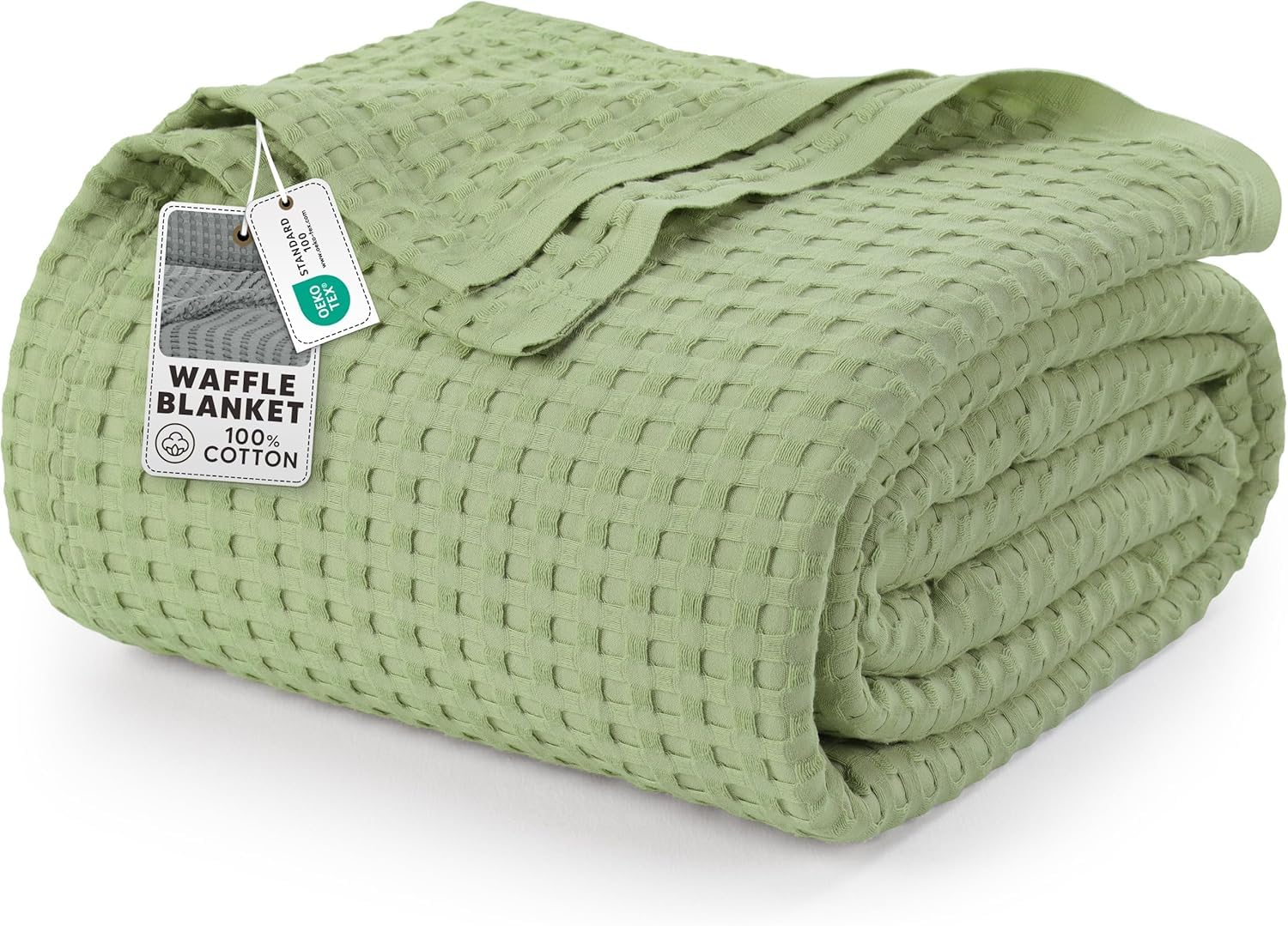 Utopia Bedding 100% Cotton Waffle Weave Blanket Queen Size for Bed - Lightweight, Breathable Summer Blankets Soft and Cozy, Gifts for Women Home Room Decor (White, 90x90 Inch)