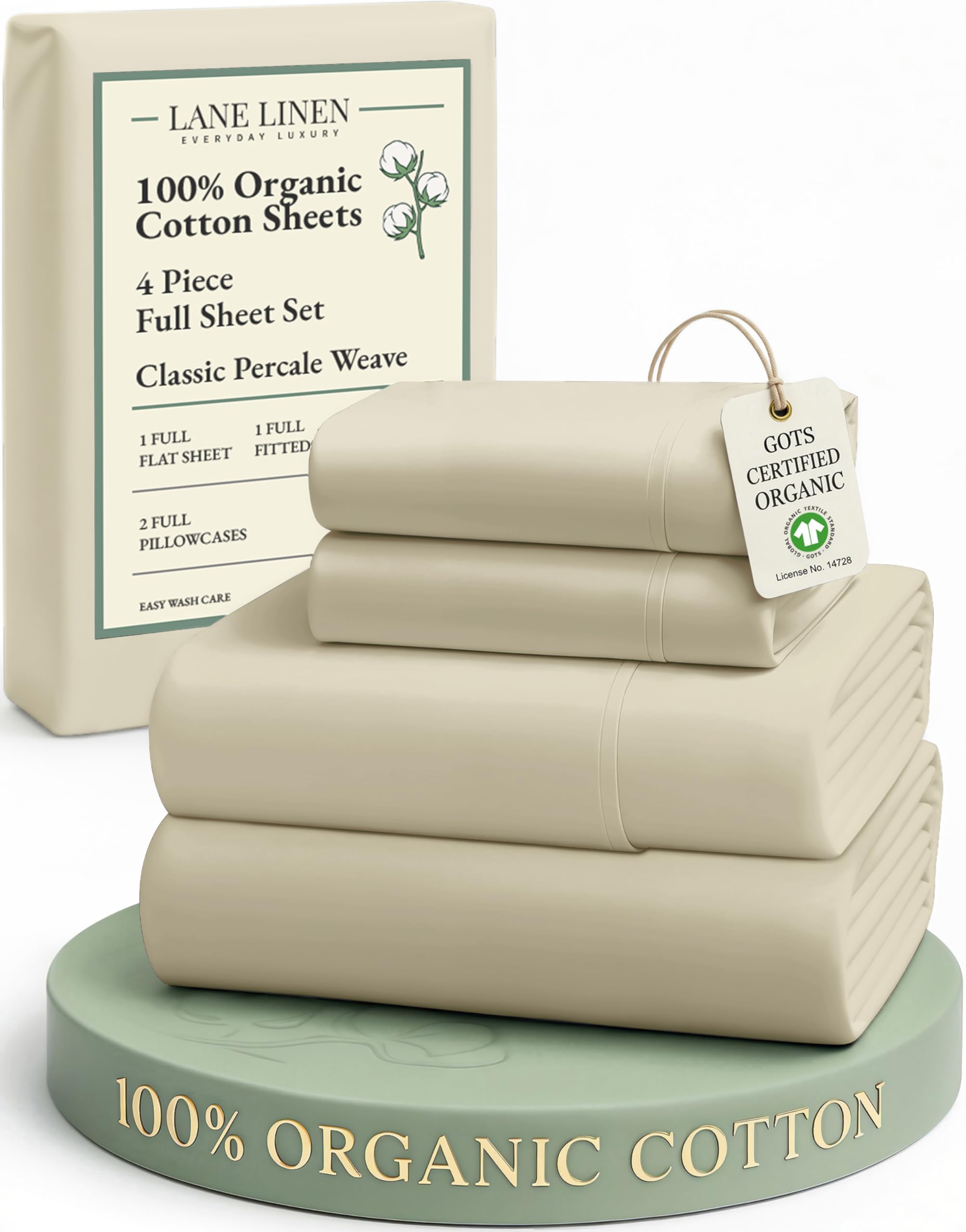LANE LINEN 100% Organic Cotton Eco Friendly Sustainably Produced Queen Sheets Set, Low Pill Fade Resistant Machine Wash Fully Elasticized Cotton Bedding Queen Set- French Blue