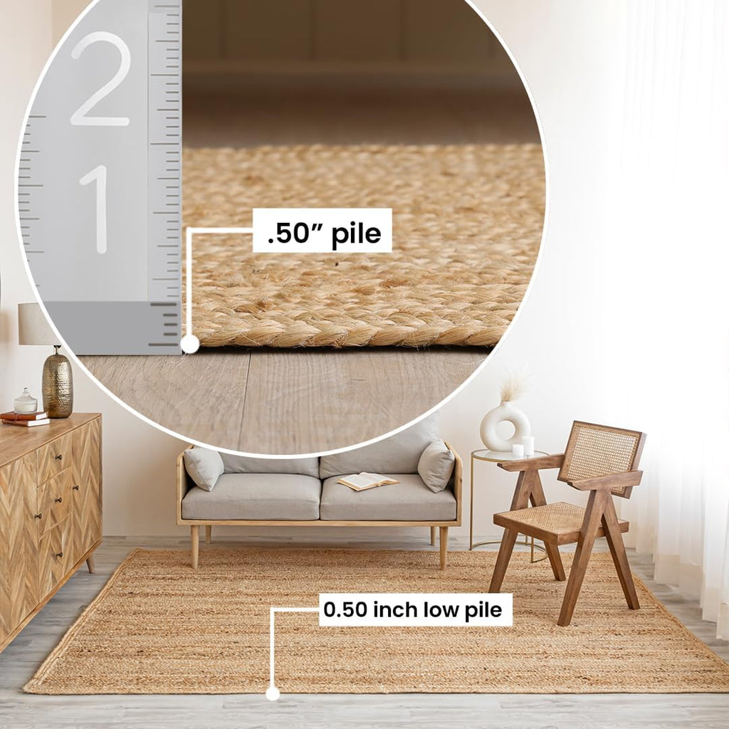 HOMEMONDE Handcrafted Woven Jute Runner Rug 2x8 ft - Rustic Natural Braided Area Rug - Farmhouse Indoor Eco Friendly Floor Rug for Kitchen, Hallway, Living Room, Bedroom