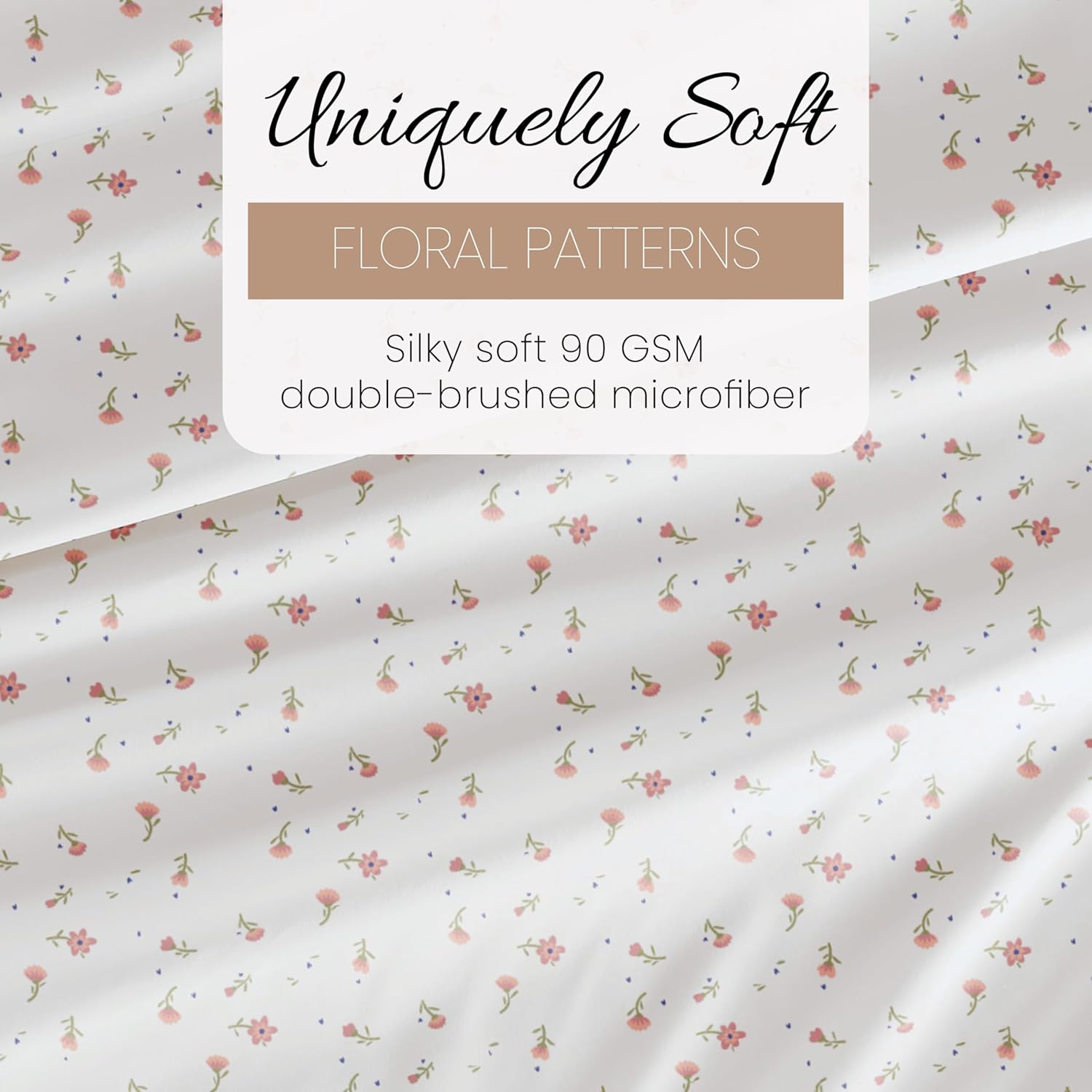 Linen Market 4 Piece Queen Sheet Set - Breathable, Double-Brushed Patterned Cooling Sheets – Oeko-TEX Certified Ultra Soft & Wrinkle-Free 16" Deep-Pocket Queen Sheets - Easy Care Soft Floral Pink