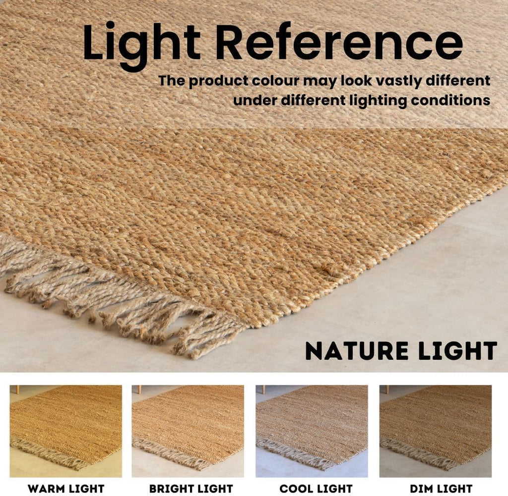 HOMEMONDE Braided Chunky Jute Runner Rug 2'x6' with Tassels - Natural Handwoven Rustic Vintage Farmhouse Style Rug, Ideal for High Traffic Areas - Entryway, Kitchen, Living Room, Bedroom and Hallway