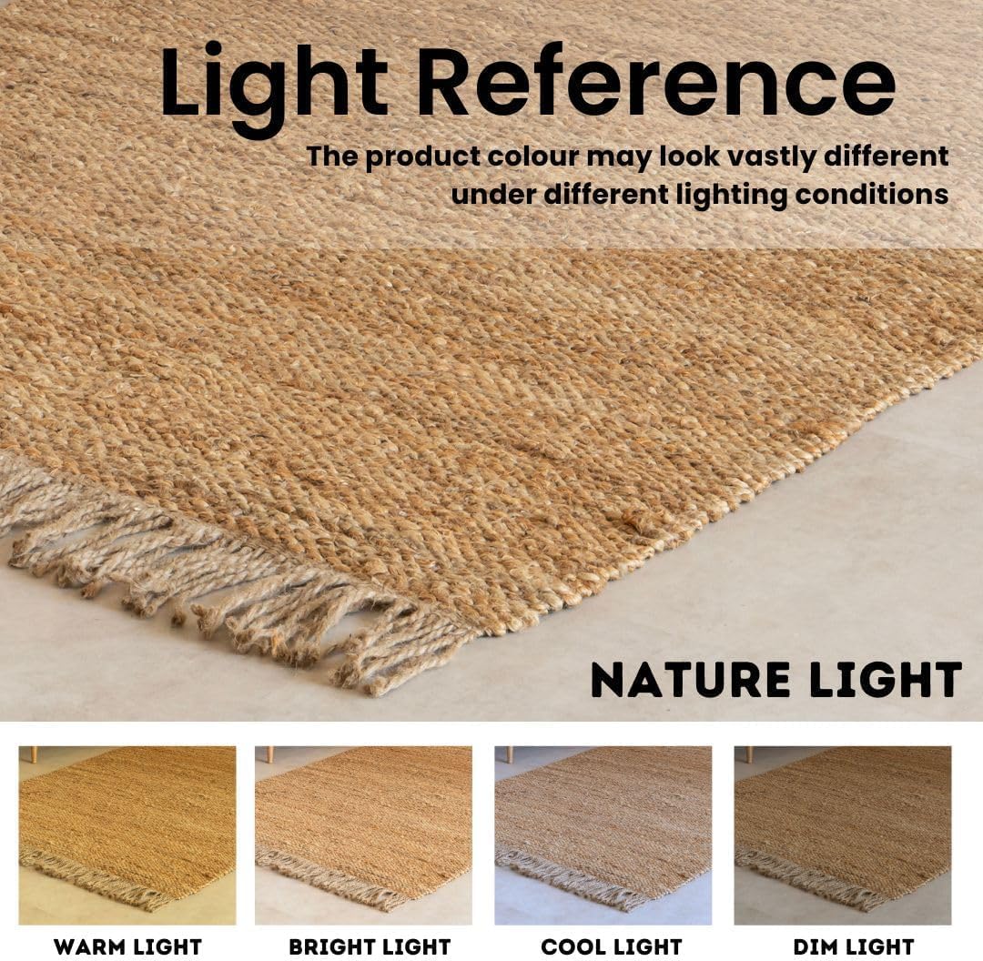HOMEMONDE Braided Chunky Jute Runner Rug 2'x6' with Tassels - Natural Handwoven Rustic Vintage Farmhouse Style Rug, Ideal for High Traffic Areas - Entryway, Kitchen, Living Room, Bedroom and Hallway