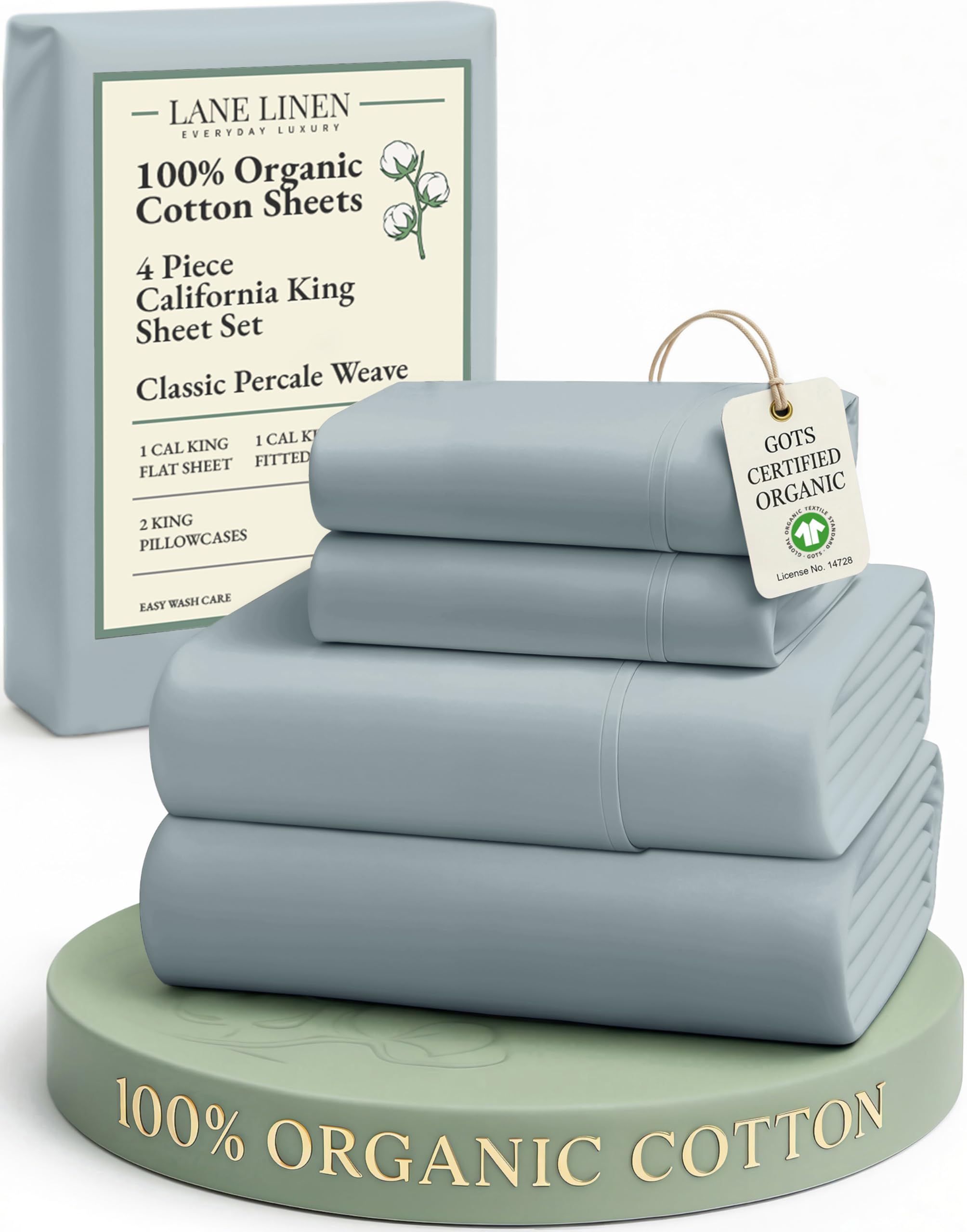 LANE LINEN Eco Friendly 100% Organic Cotton Twin Sheet Set, Hotel Quality Premium Bedding Sheets & Pillowcases Set Twin Size, Soft & Comfy Percale Sheets, Machine Wash Bed Sheets- Sepia Rose
