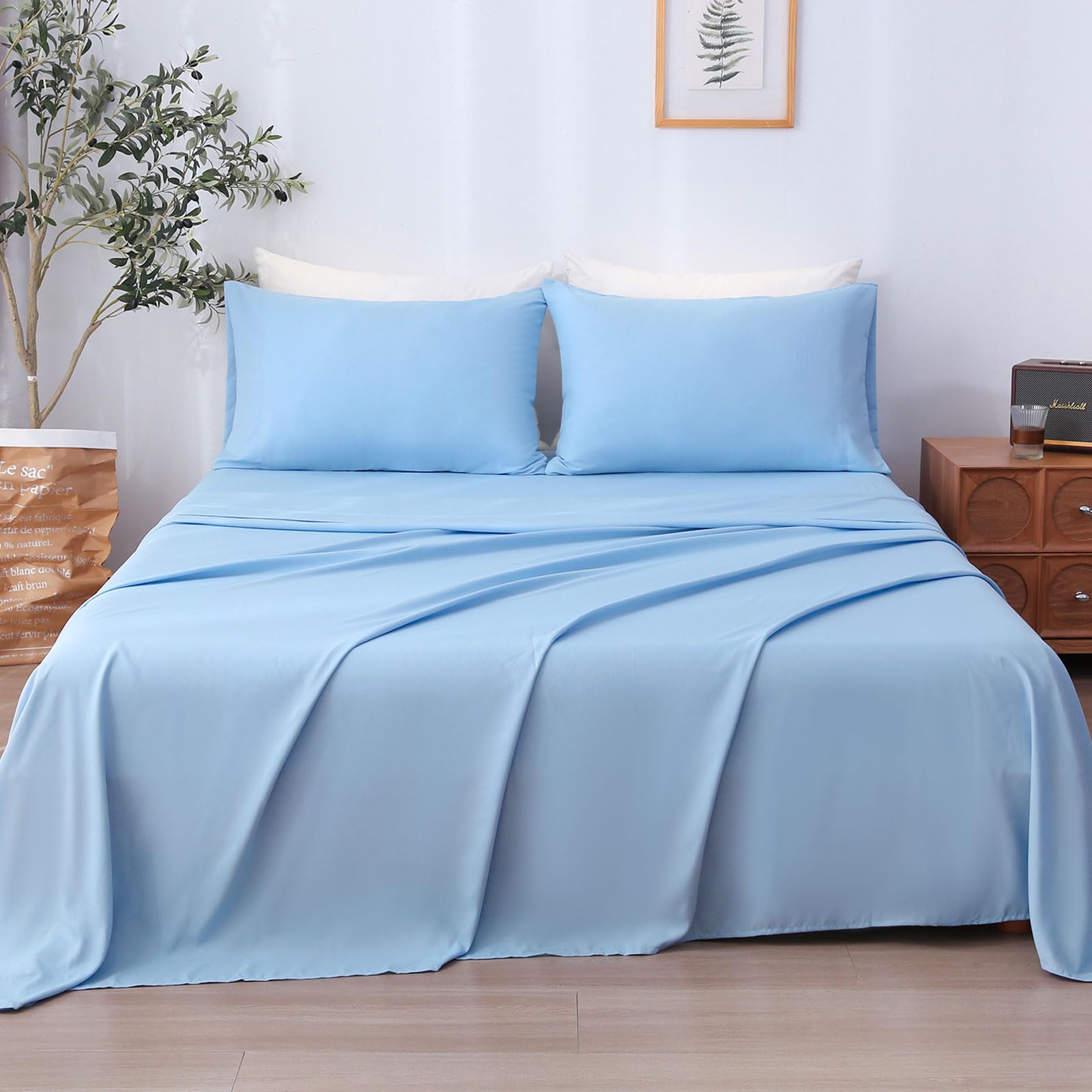 LONAVA Twin Sheet Set 3 Pieces,Peachy Coral Ultra Soft & Breathable Microbifer Sheets, 1600 Thread Count Hotel Luxury Oeko-Tex Bed Sheets, 14-16 Inch Deep Pocket Durable Wrinkle Free Sheets