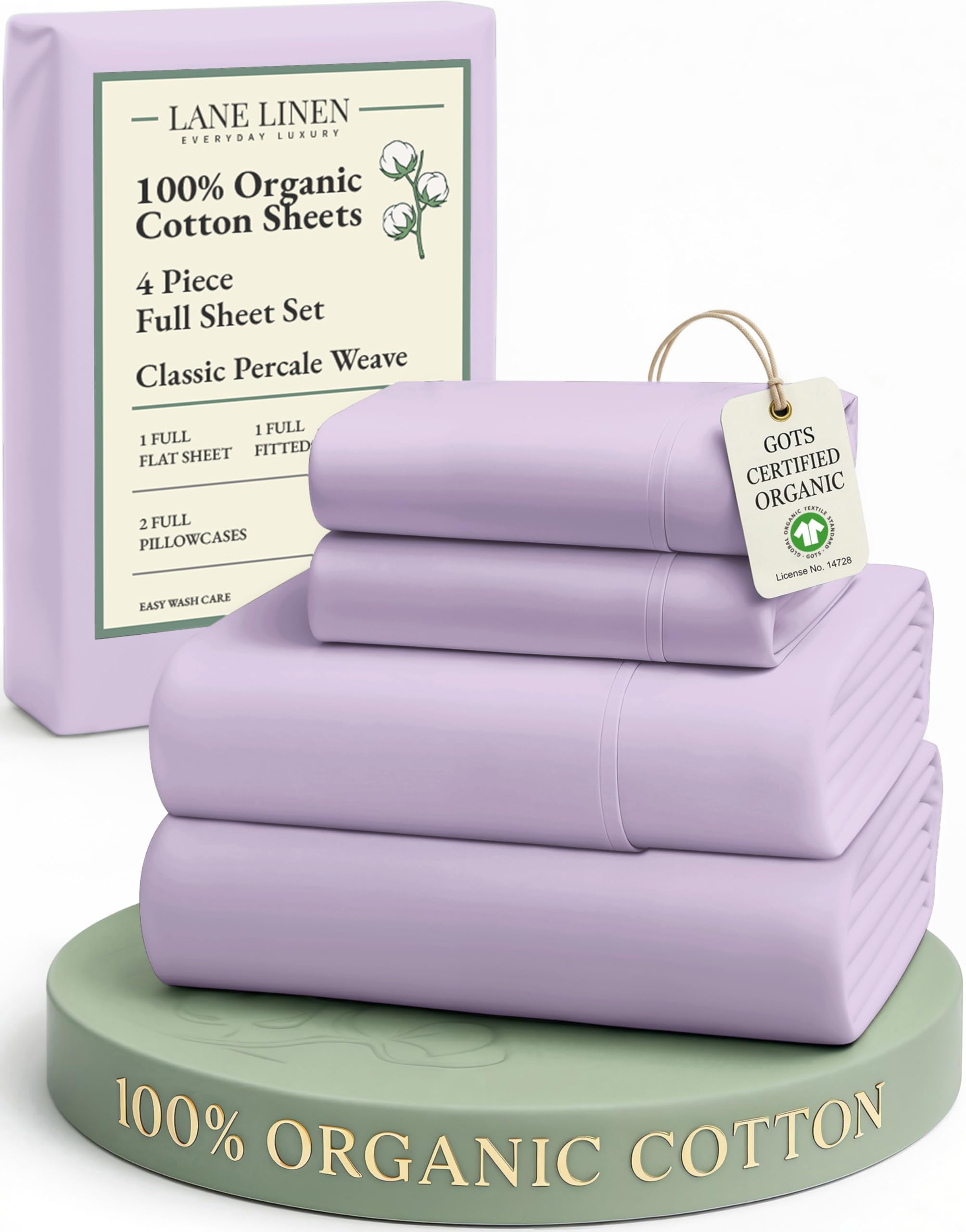 LANE LINEN 100% Organic Cotton Eco Friendly Sustainably Produced Queen Sheets Set, Low Pill Fade Resistant Machine Wash Fully Elasticized Cotton Bedding Queen Set- French Blue