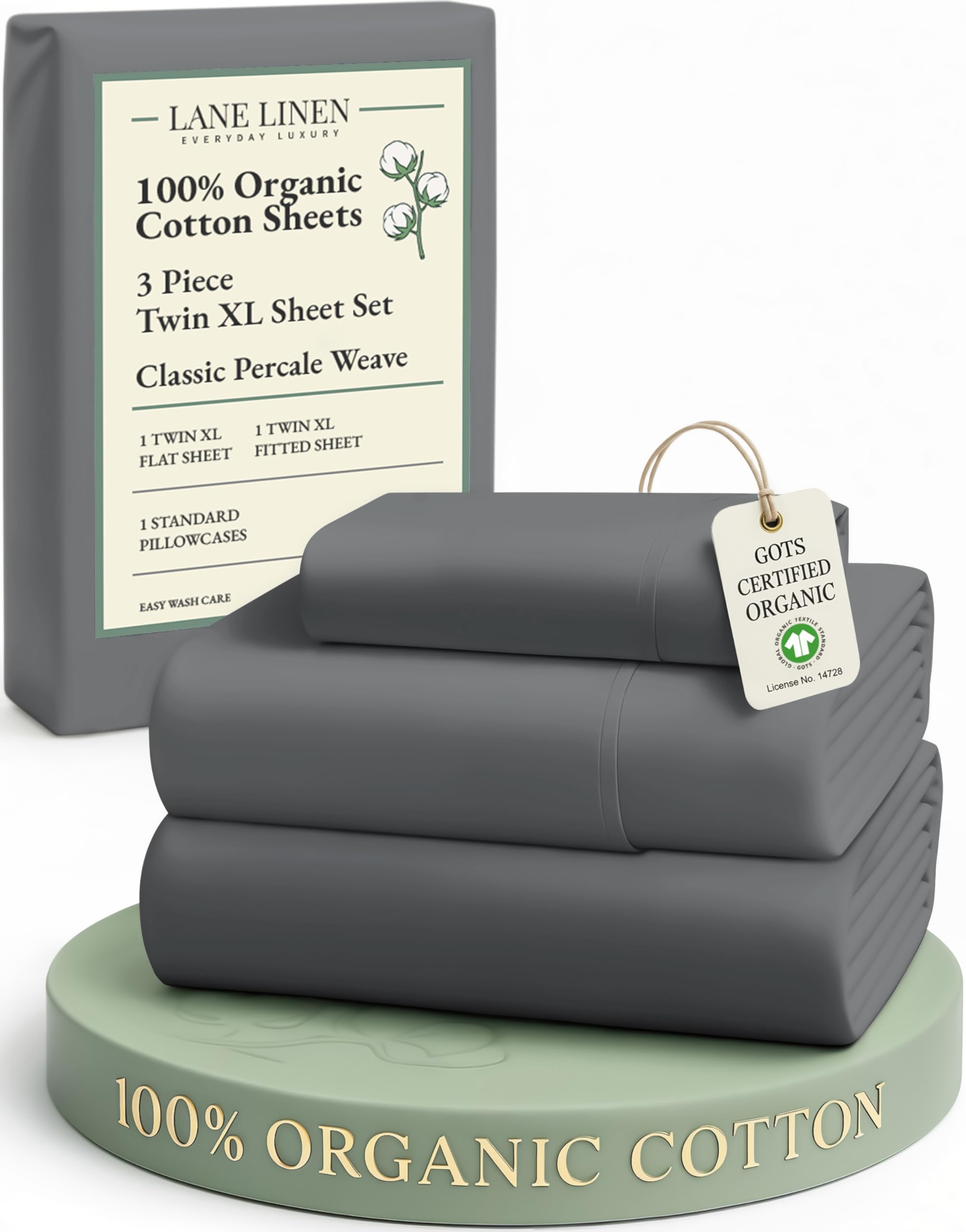 LANE LINEN 100% Organic Cotton Eco Friendly Sustainably Produced Queen Sheets Set, Low Pill Fade Resistant Machine Wash Fully Elasticized Cotton Bedding Queen Set- French Blue