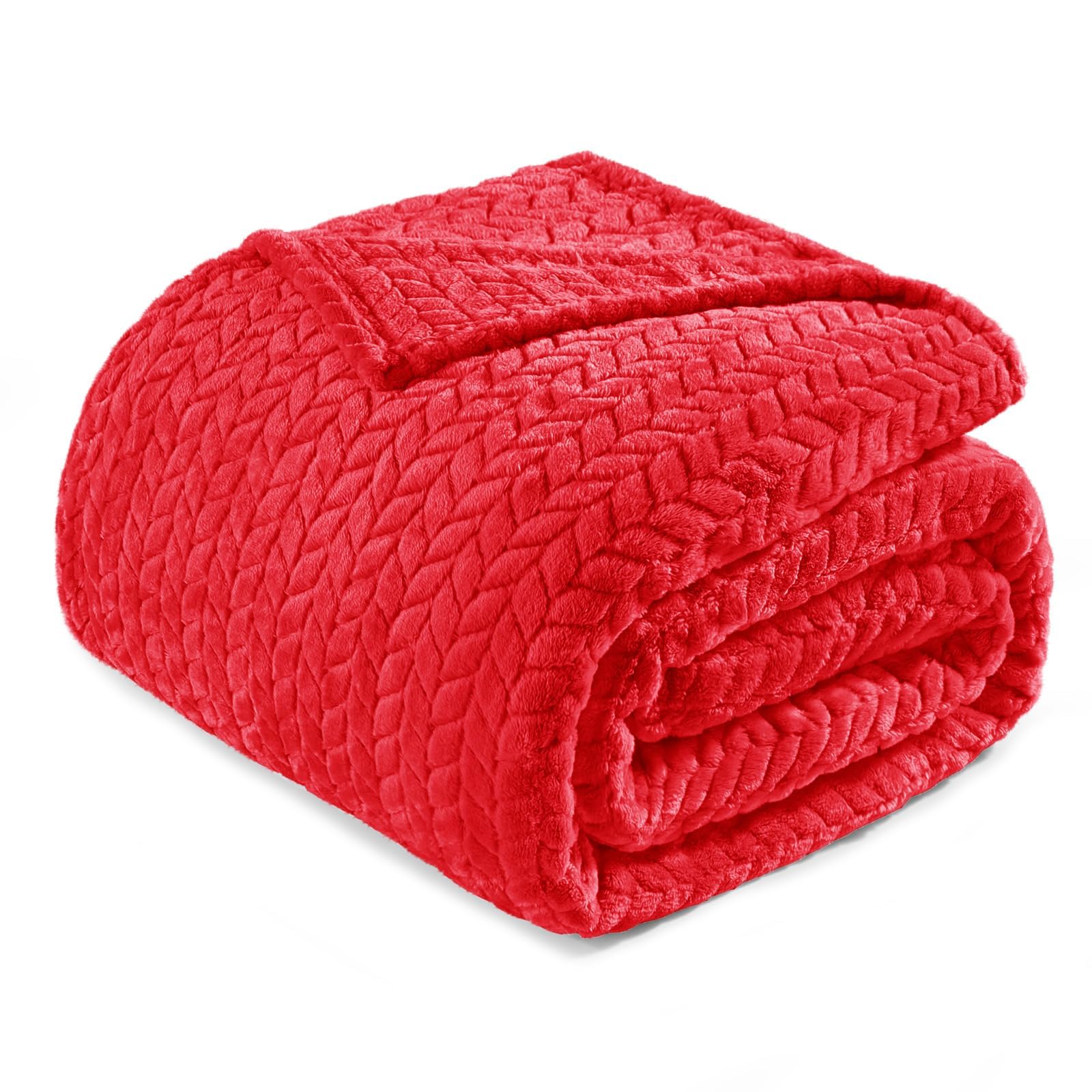 Exclusivo Mezcla Fleece Throw Blanket for Couch Sofa Bedroom, Soft Fuzzy Plush Warm Lightweight Jacquard Flannel Throws for Women, 50x70 Inches, Pink