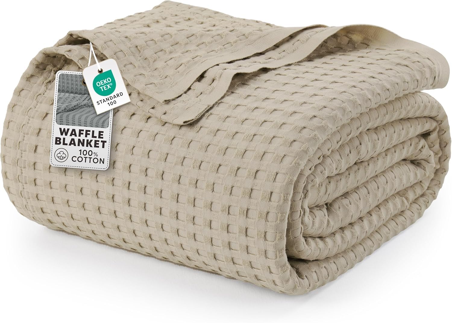 Utopia Bedding 100% Cotton Waffle Weave Blanket Queen Size for Bed - Lightweight, Breathable Summer Blankets Soft and Cozy, Gifts for Women Home Room Decor (White, 90x90 Inch)