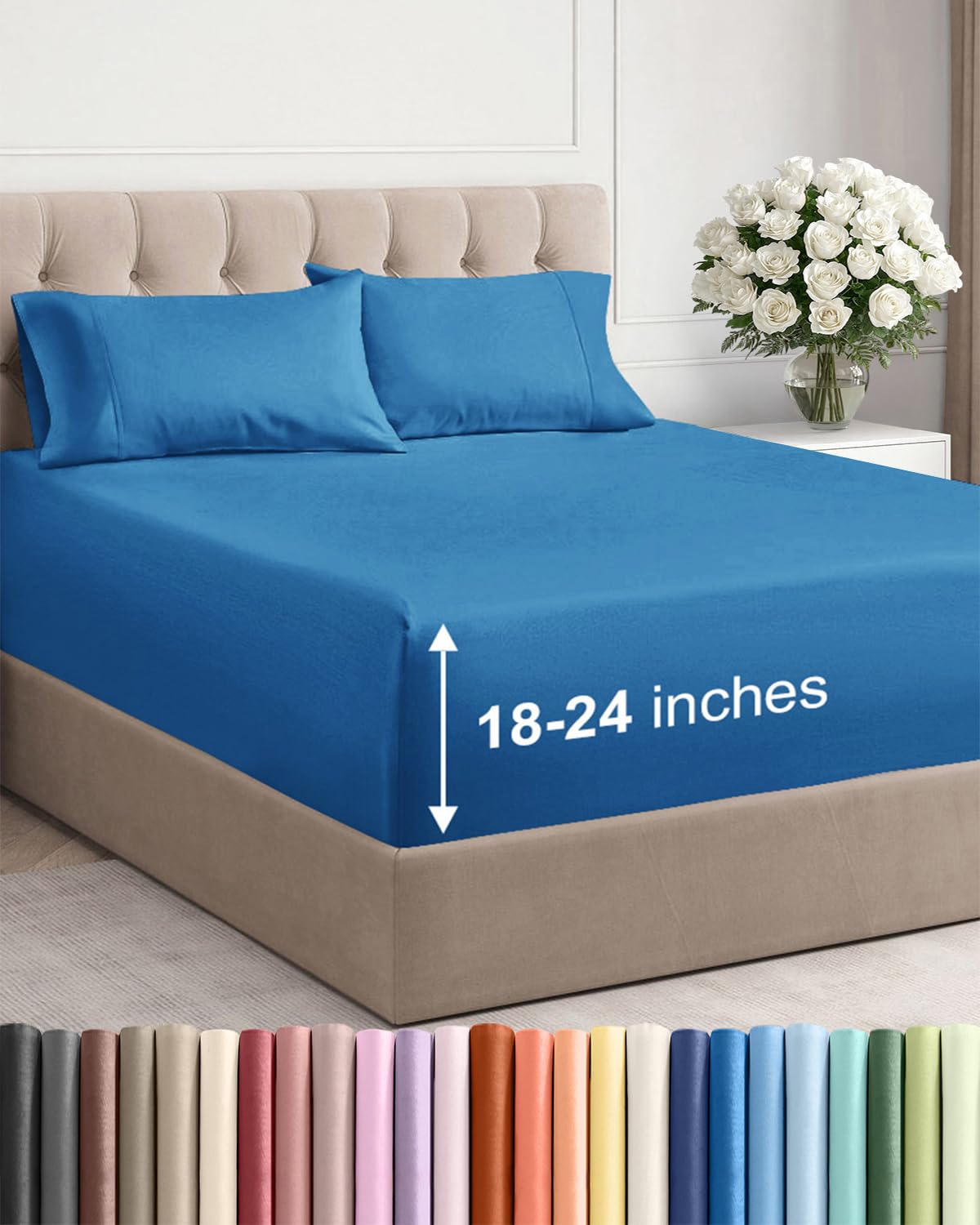 Extra Deep Queen Sheet Set - 6 Piece Breathable and Cooling Sheets - Hotel Luxury Bedding for Women, Men, Kids & Teens - Easy & Secure Fit - Soft, Wrinkle Free and Comfy - Extra Deep Pockets - Coral