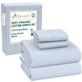 RUVANTI 100% Organic Cotton Sheets Queen Size, Percale Weave, GOTS Certified, 4-Piece Set, Deep Pocket 15", Crisp & Breathable, Soft Durable Bedding, Sábanas Algodón Orgánico – Daisy Bud