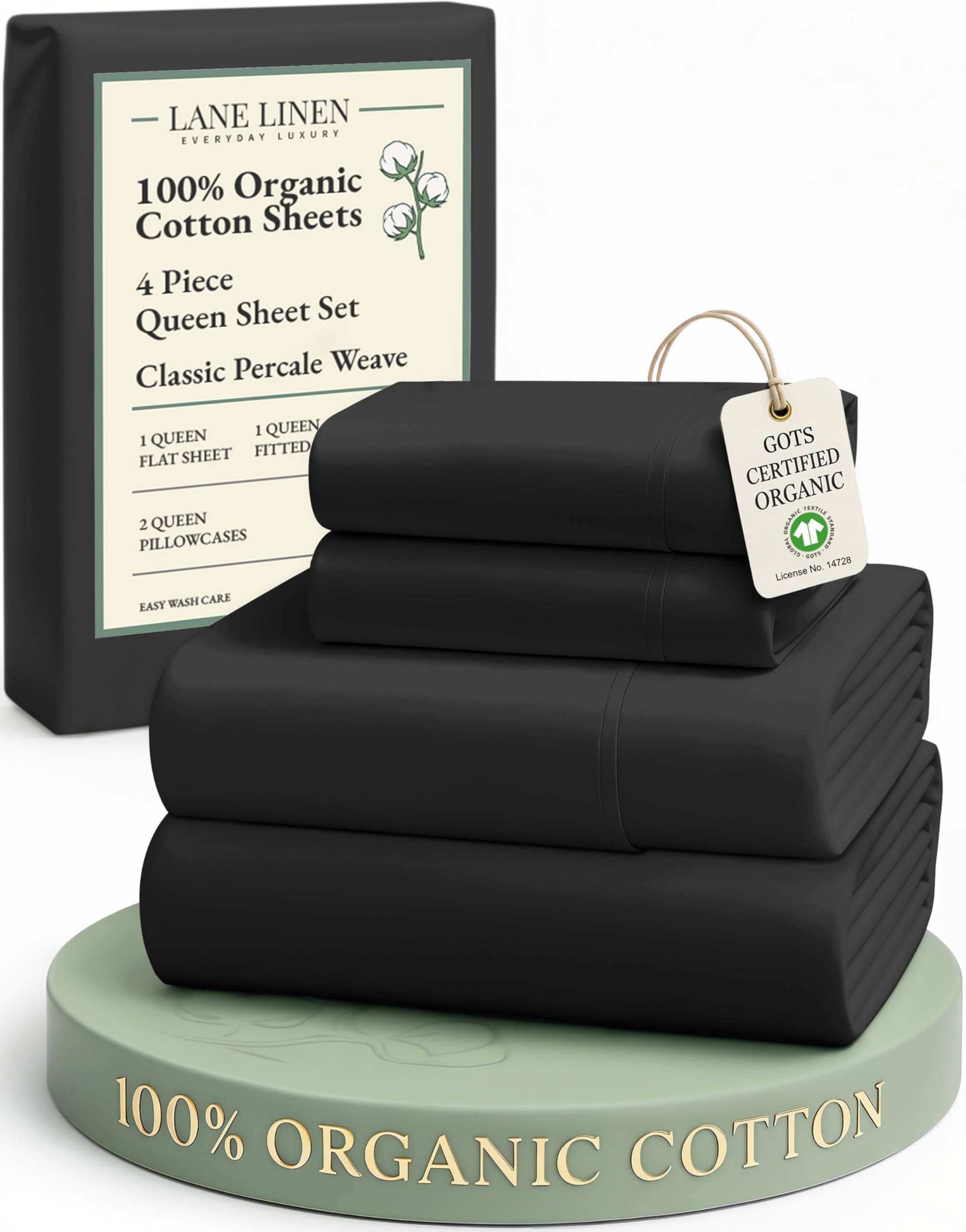 LANE LINEN Eco Friendly 100% Organic Cotton Twin Sheet Set, Hotel Quality Premium Bedding Sheets & Pillowcases Set Twin Size, Soft & Comfy Percale Sheets, Machine Wash Bed Sheets- Sepia Rose