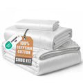 100% Egyptian Cotton Sheets Queen Size - Naturally Cooling & Breathable 4 Piece Silky Sateen Weave Queen Sheet Set, Ultra-Soft & Durable Hotel Luxury Sheets with 15" Snug Fit Deep Pockets - White