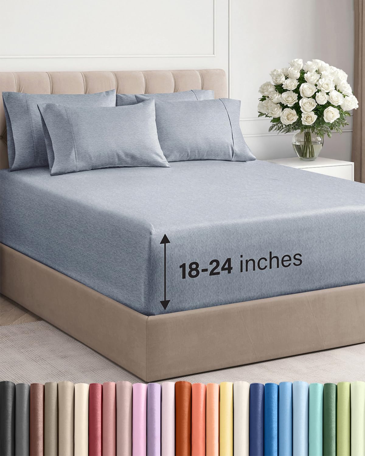 Extra Deep Queen Sheet Set - 6 Piece Breathable and Cooling Sheets - Hotel Luxury Bedding for Women, Men, Kids & Teens - Easy & Secure Fit - Soft, Wrinkle Free and Comfy - Extra Deep Pockets - Coral
