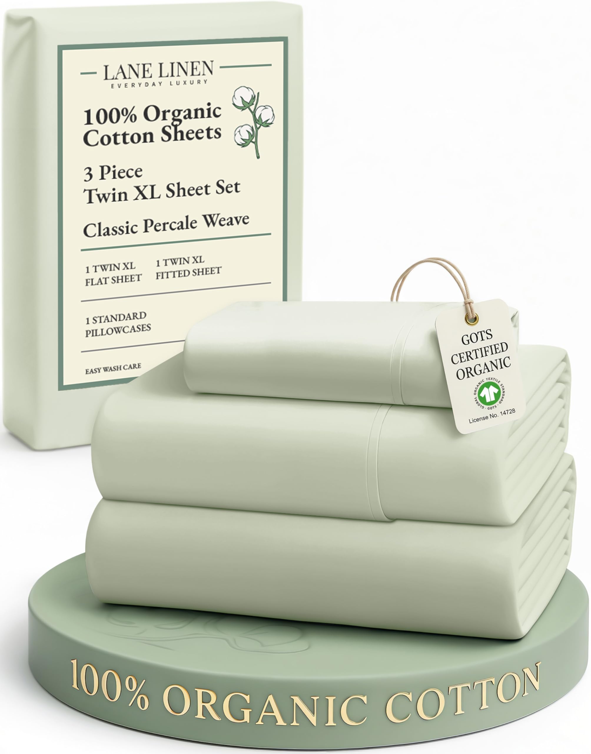 LANE LINEN 100% Organic Cotton Eco Friendly Sustainably Produced Queen Sheets Set, Low Pill Fade Resistant Machine Wash Fully Elasticized Cotton Bedding Queen Set- French Blue