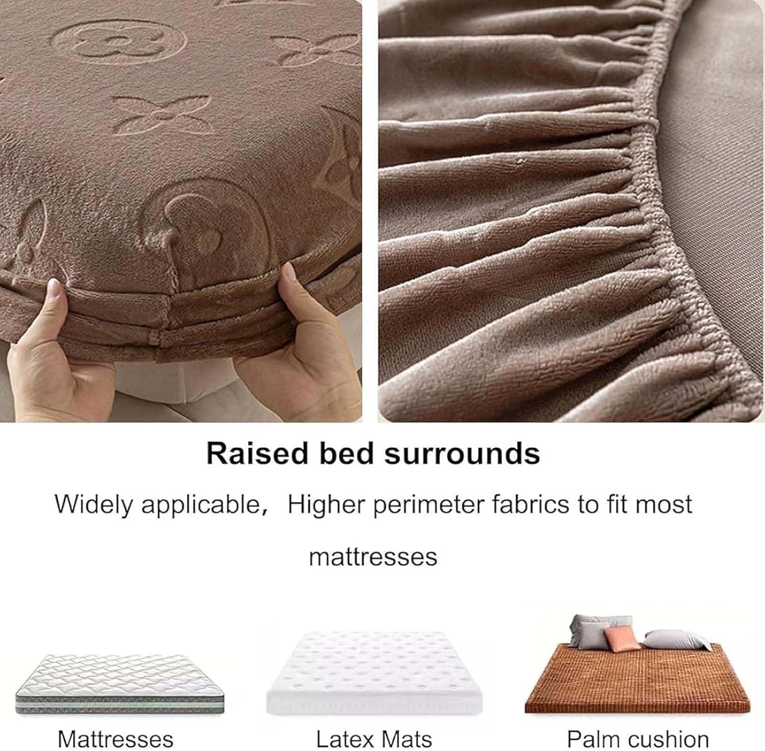 Velvet Fitted Sheet - Winter Plush Super Soft Thickened Coral Fleece Mattress Protector Cover, Ultra Cozy Thermal Bed Sheet for Cold Weather, Single Piece Queen/King Size