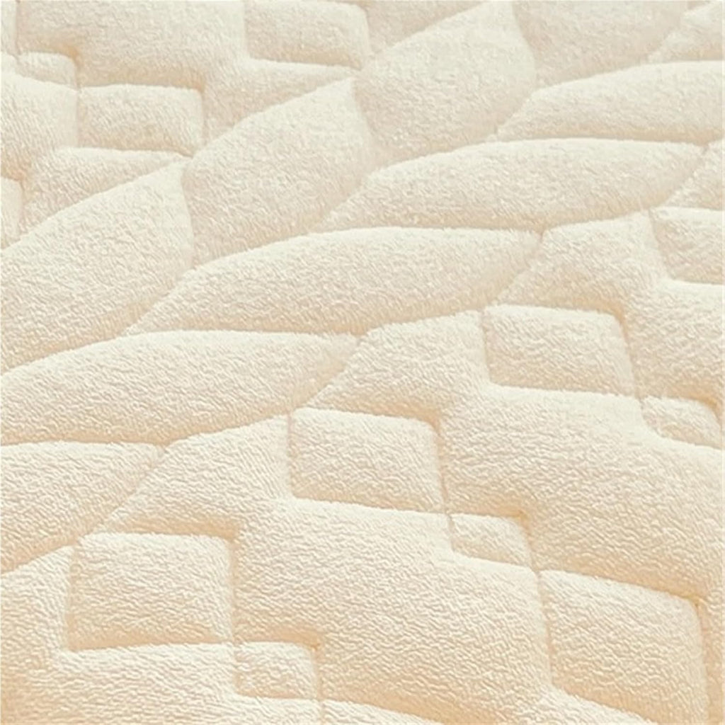 Lace Trimmed Thickened Milk Fleece Quilted Fitted Sheet Warm Coral Bedspread Fleece Lined Bed Skirt Mattress Protector(D,150x200cm)