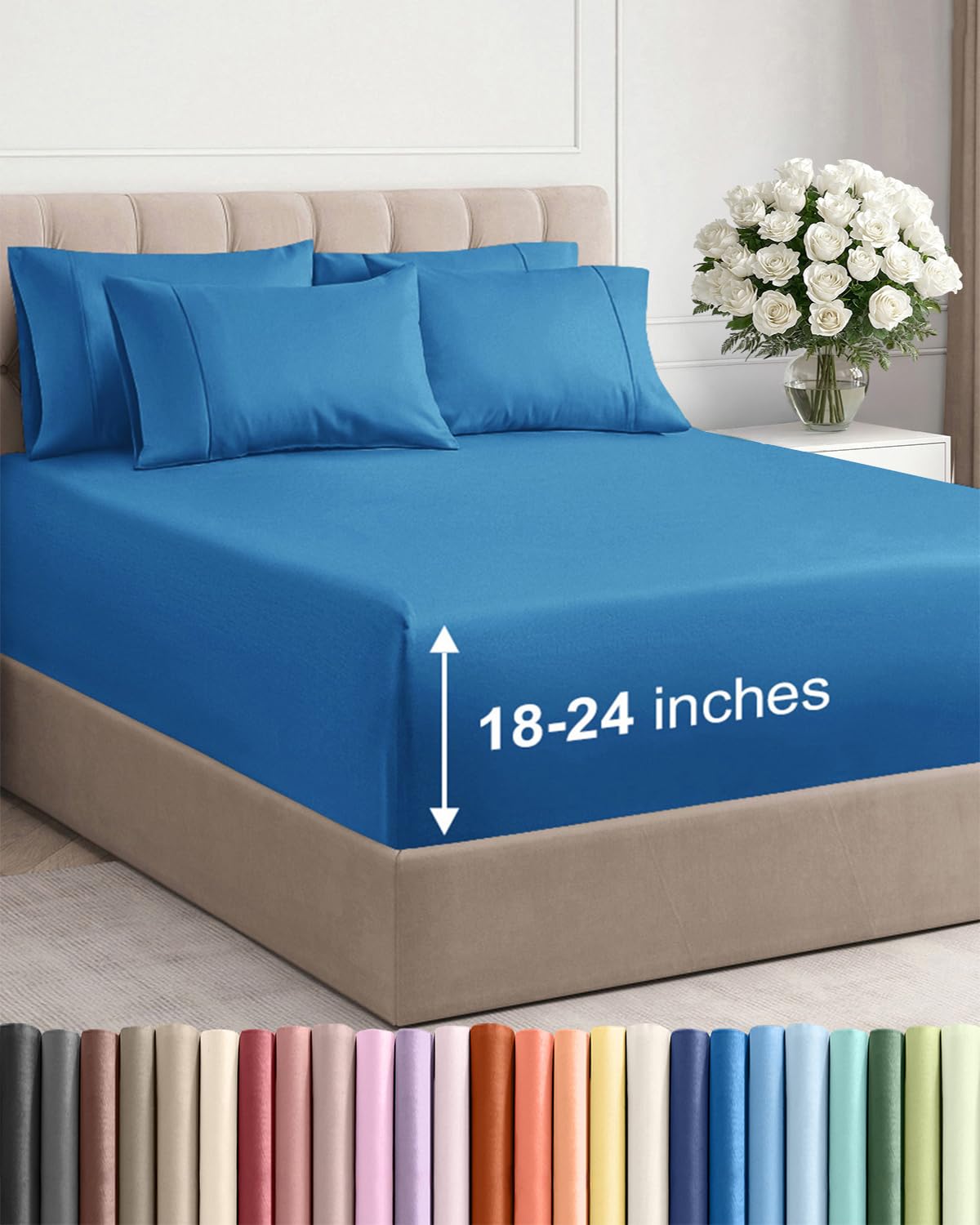 Extra Deep Queen Sheet Set - 6 Piece Breathable and Cooling Sheets - Hotel Luxury Bedding for Women, Men, Kids & Teens - Easy & Secure Fit - Soft, Wrinkle Free and Comfy - Extra Deep Pockets - Coral