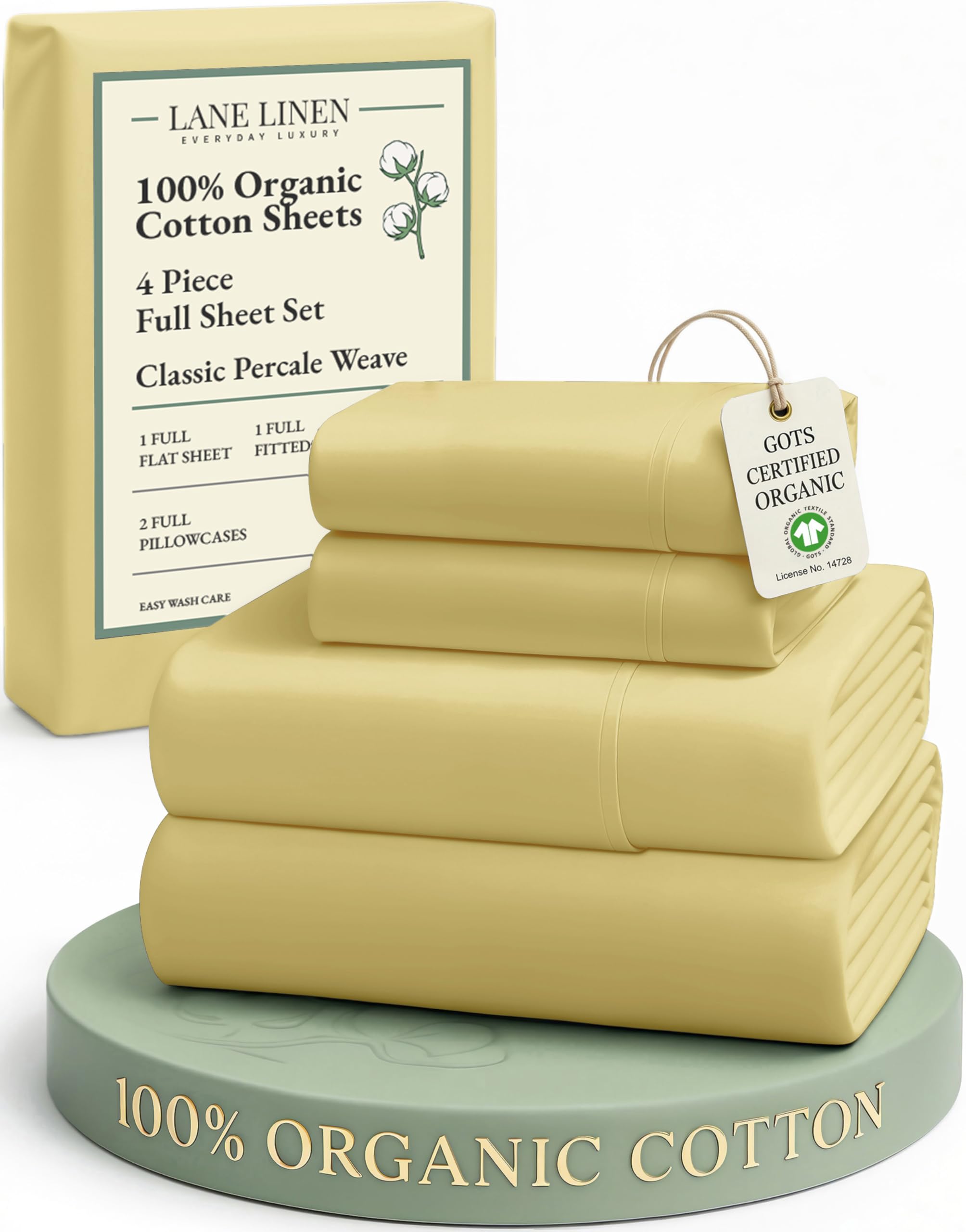 LANE LINEN 100% Organic Cotton Eco Friendly Sustainably Produced Queen Sheets Set, Low Pill Fade Resistant Machine Wash Fully Elasticized Cotton Bedding Queen Set- French Blue