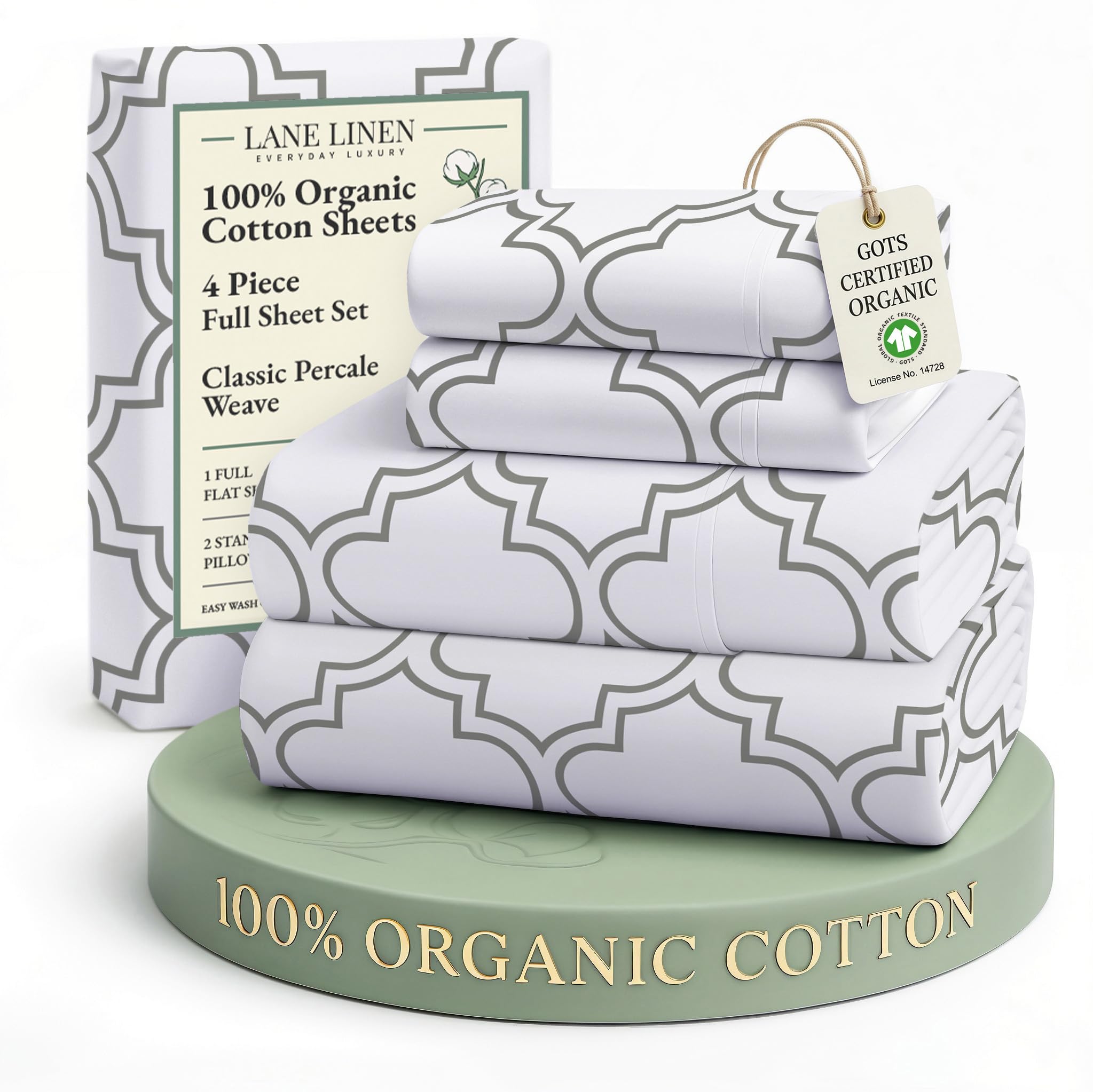 LANE LINEN Eco Friendly 100% Organic Cotton Twin Sheet Set, Hotel Quality Premium Bedding Sheets & Pillowcases Set Twin Size, Soft & Comfy Percale Sheets, Machine Wash Bed Sheets- Sepia Rose