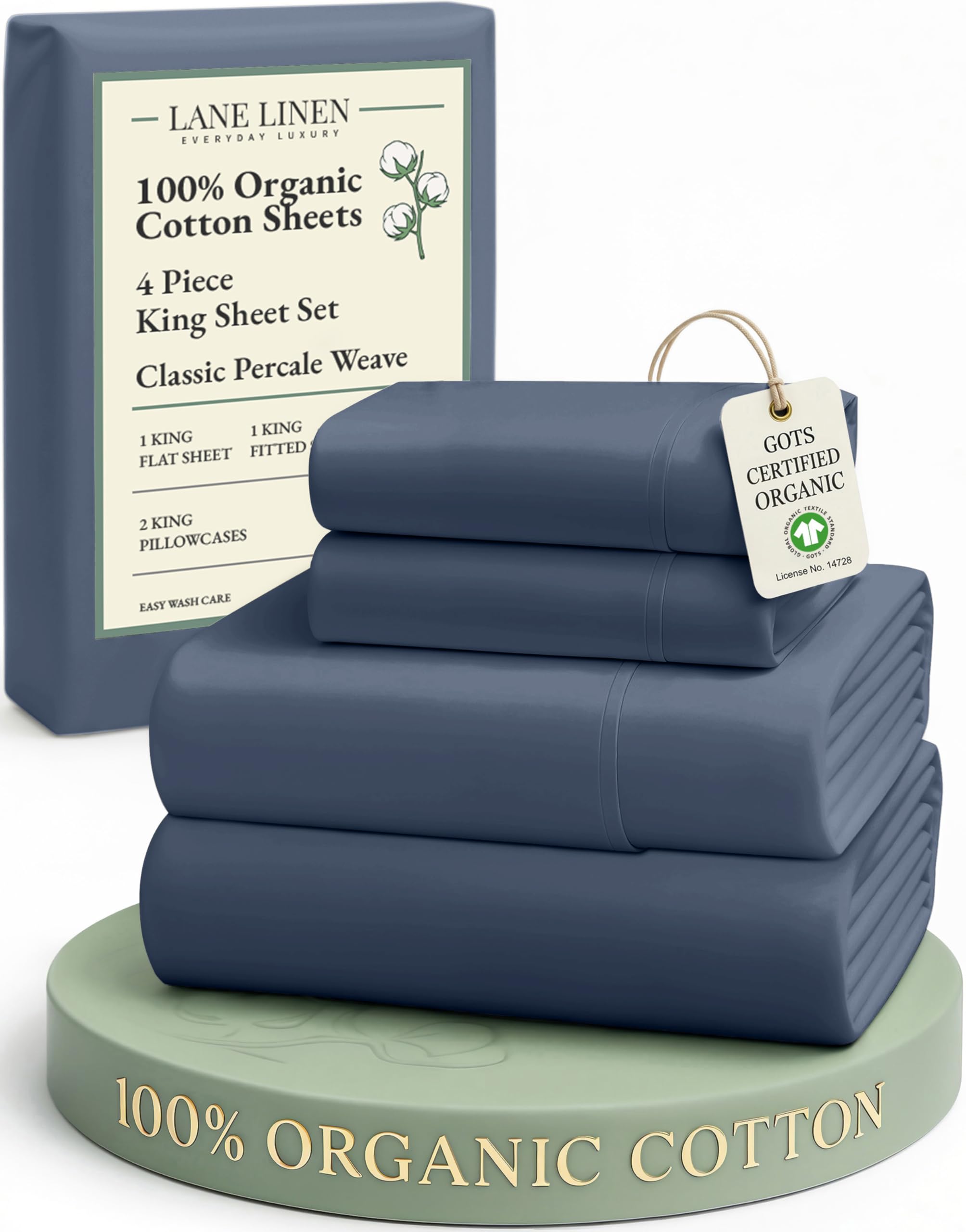 LANE LINEN Eco Friendly 100% Organic Cotton Twin Sheet Set, Hotel Quality Premium Bedding Sheets & Pillowcases Set Twin Size, Soft & Comfy Percale Sheets, Machine Wash Bed Sheets- Sepia Rose