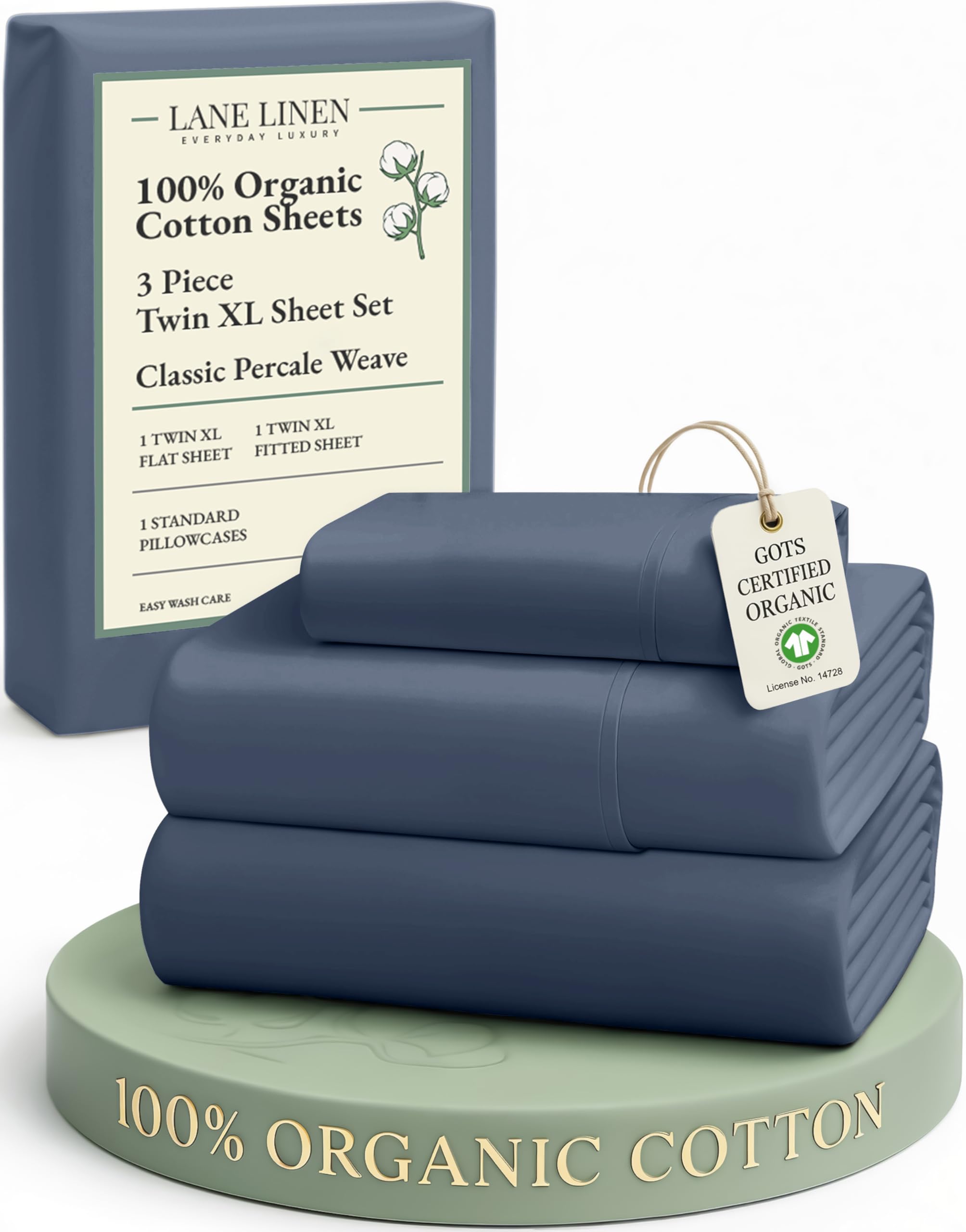 LANE LINEN Eco Friendly 100% Organic Cotton Twin Sheet Set, Hotel Quality Premium Bedding Sheets & Pillowcases Set Twin Size, Soft & Comfy Percale Sheets, Machine Wash Bed Sheets- Sepia Rose