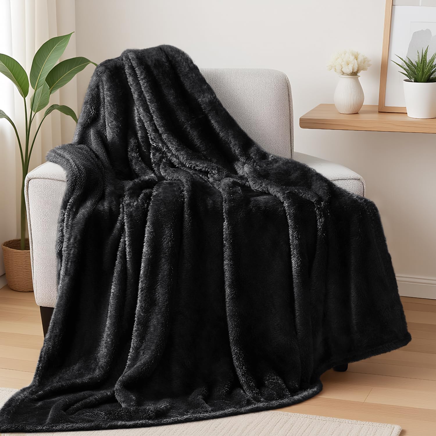Exclusivo Mezcla Plush Fuzzy Fleece Throw Blanket Extra Large, Super Soft, Fluffy and Warm Blankets for Couch, Bed, All Season Use (50x70 Inches, Pink)