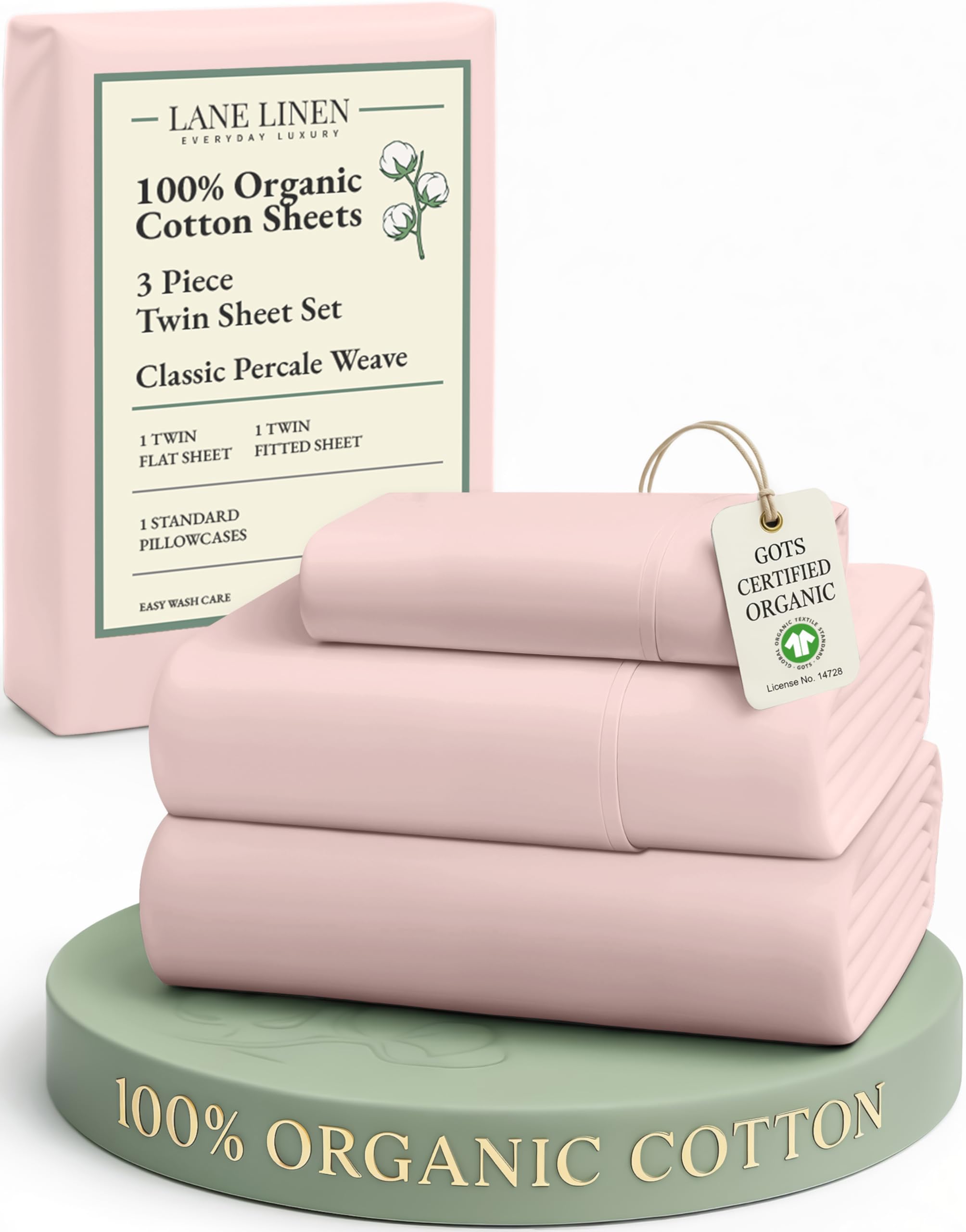 LANE LINEN 100% Organic Cotton Eco Friendly Sustainably Produced Queen Sheets Set, Low Pill Fade Resistant Machine Wash Fully Elasticized Cotton Bedding Queen Set- French Blue